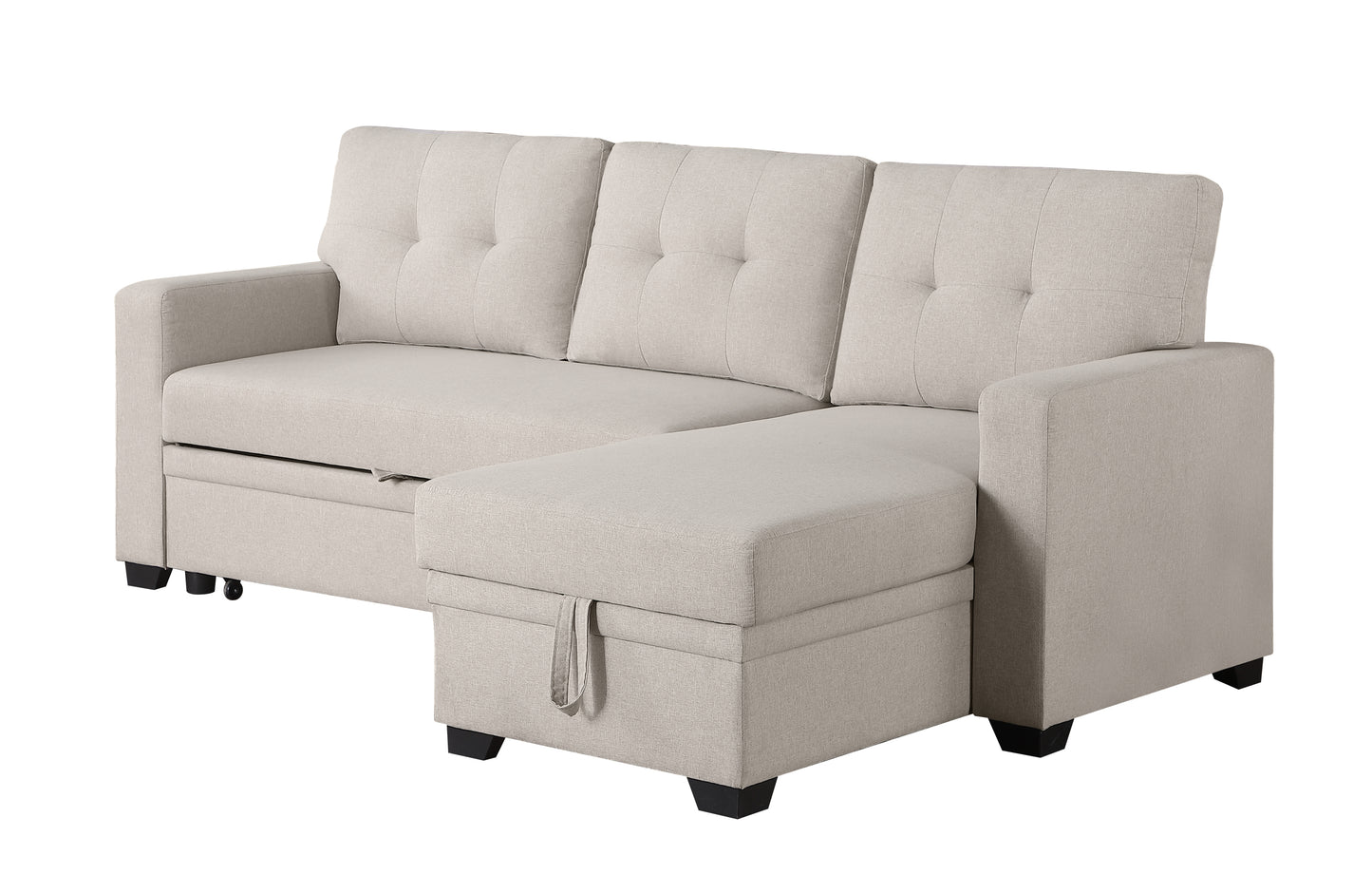 Upholstered Pull out Sectional Sofa with Chaise