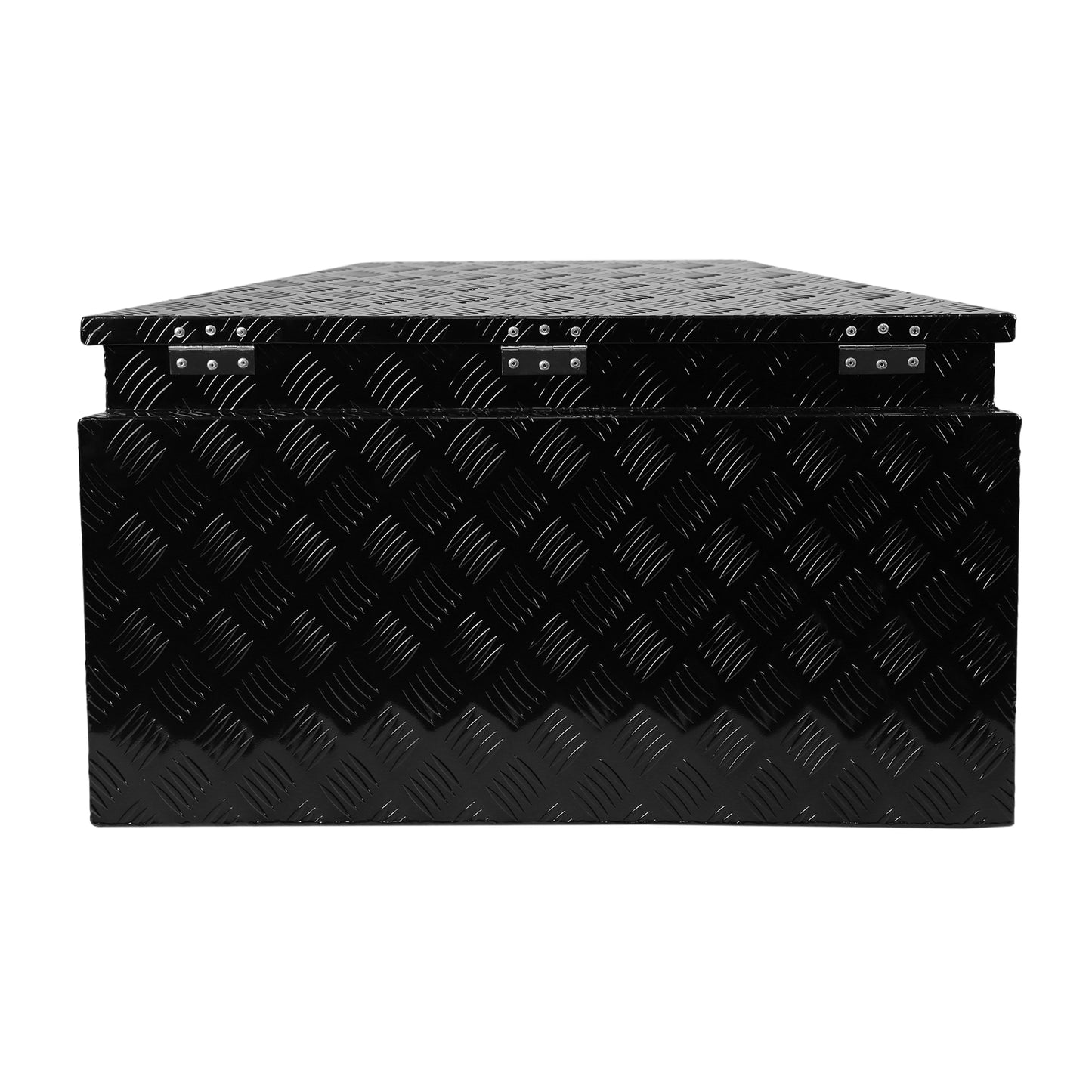 33 Inch Heavy Duty Diamond Plate Aluminum Trailer Tongue Box Pickup Truck Tool Box Storage Organizer with Weather Resistant Seal, Lock & Keys – Black 32.5"x20.5"x18.3"