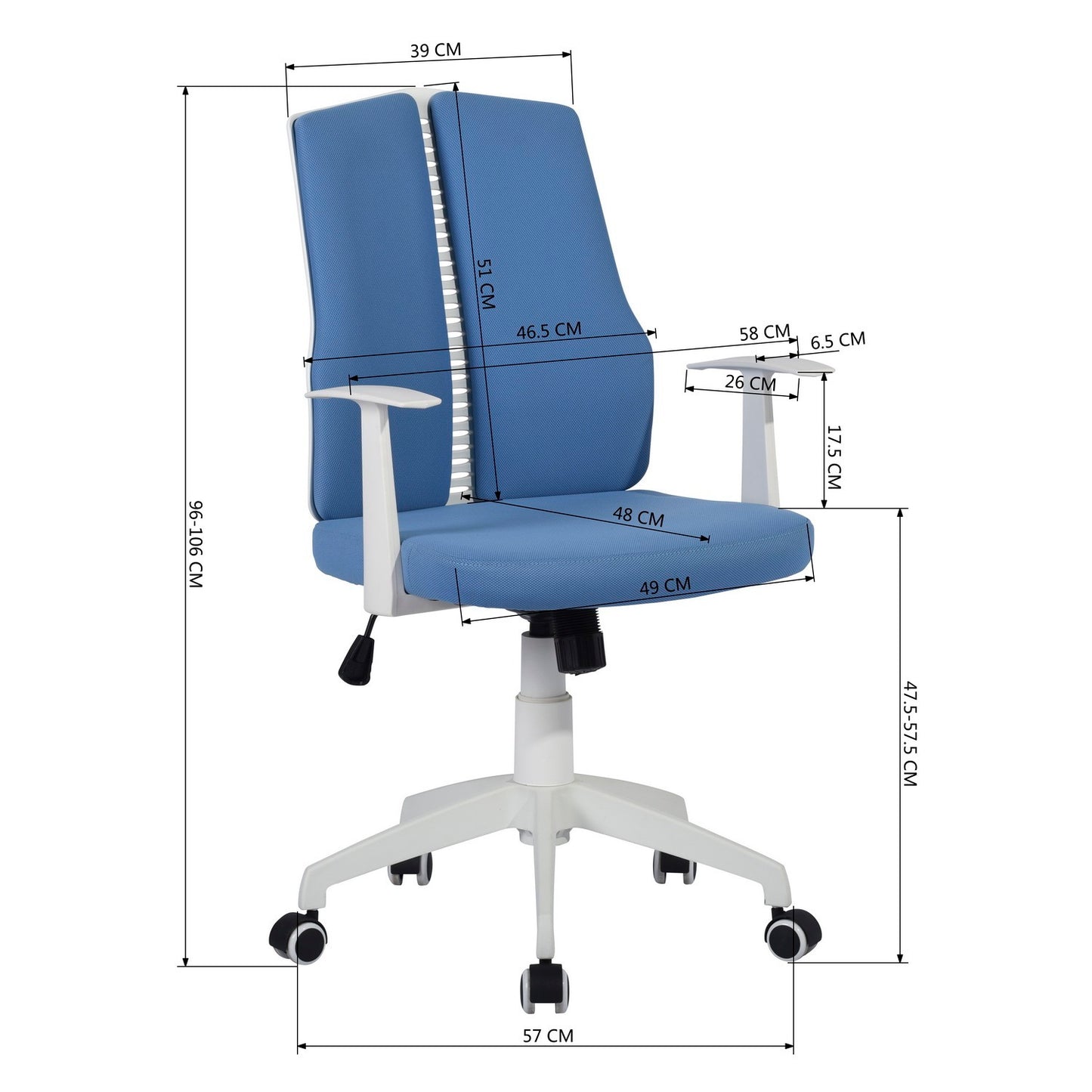 Ergonomic Office Chair High Back Desk Chair with,blue & white