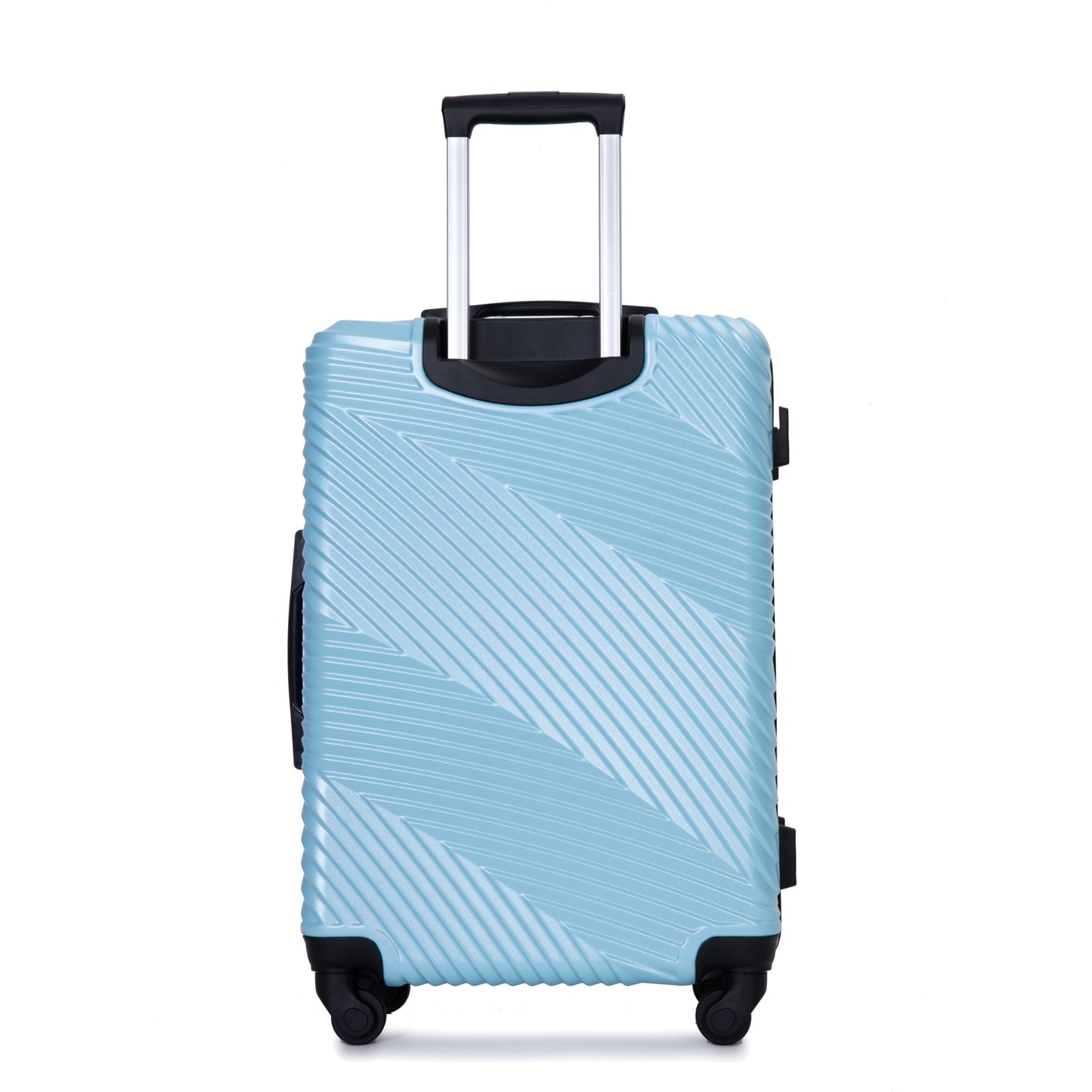 3 Piece Luggage Sets PC+ABS Lightweight Suitcase with Two Hooks, Spinner Wheels, (20/24/28) Aqua Blue