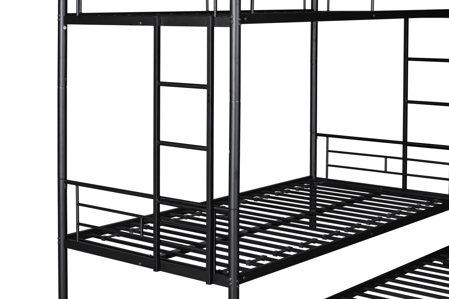 Metal Twin Bunk Bed with Trundle - Durable, Safe, and Quiet Sleep Haven