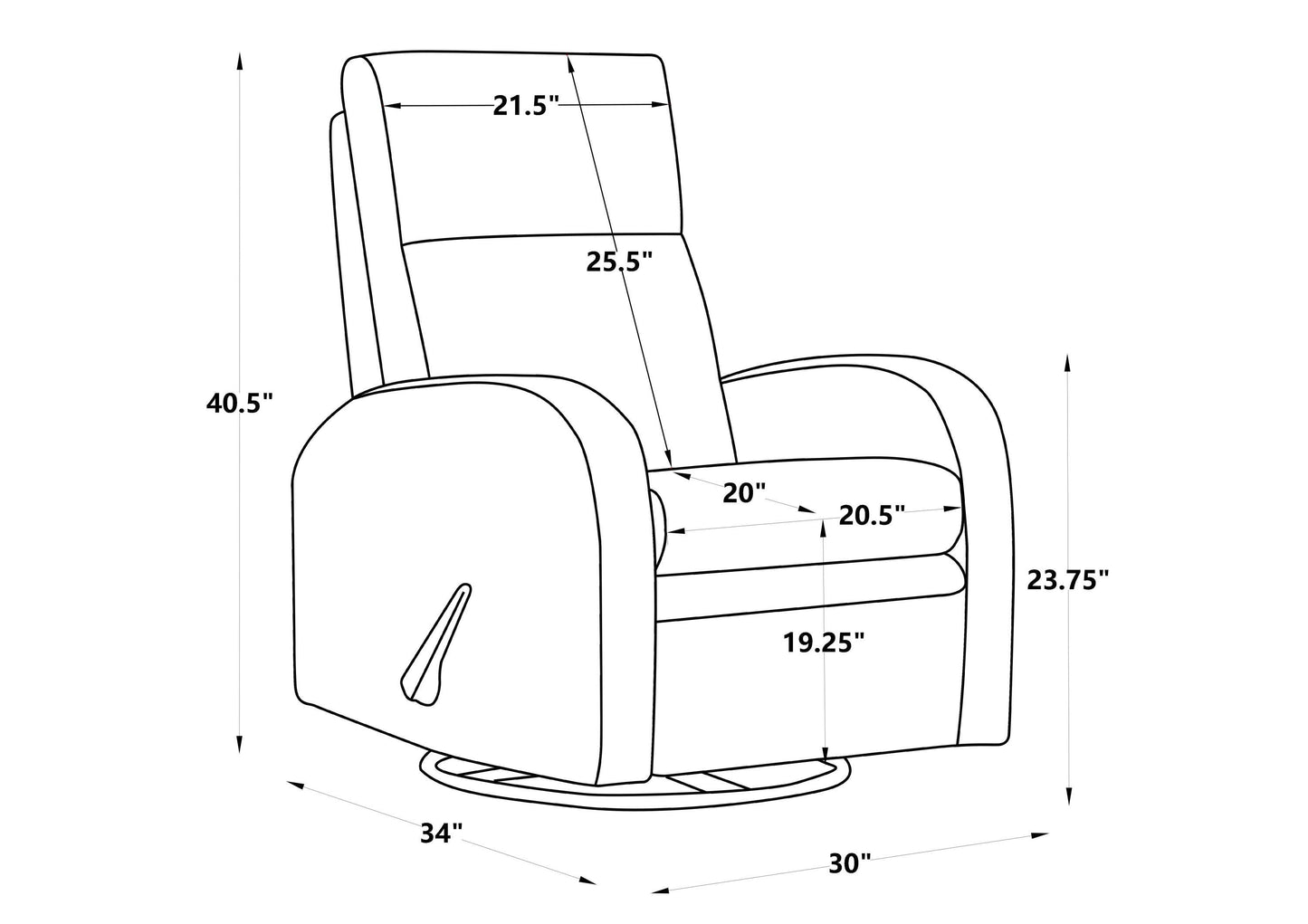 Lahti Manual Glider Swivel Recliner with Handle