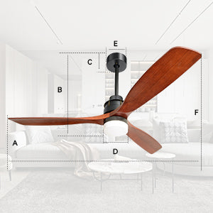 60-inch 3-Blade Solid Wood Ceiling Fan with DC Motor for Living Room Corridor Lighting