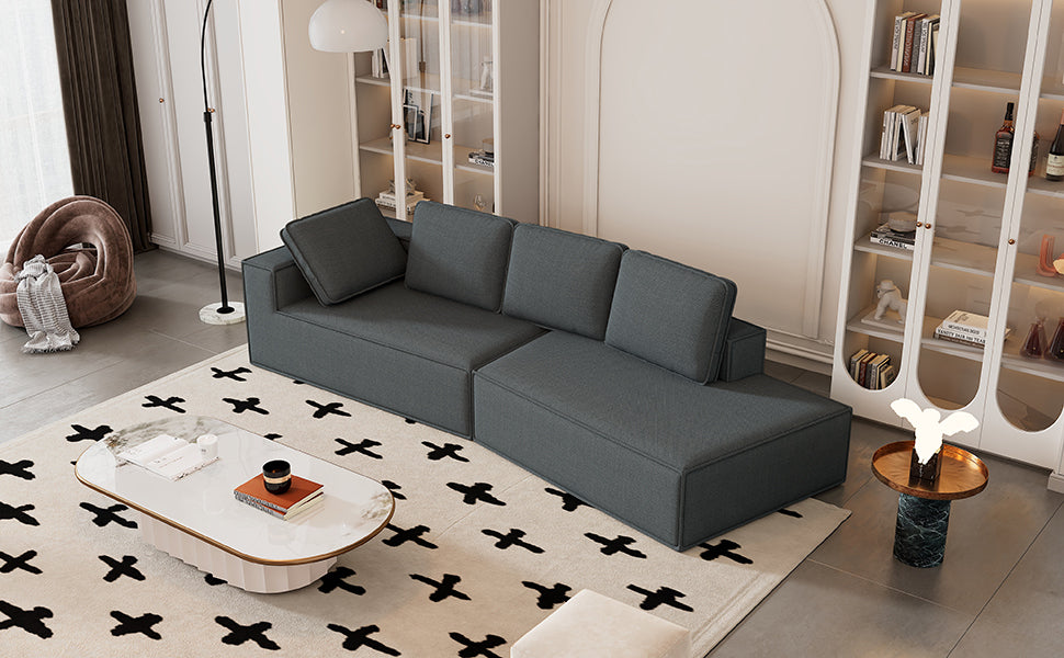 Modern Grey Chaise Lounge Sofa with Clean Lines