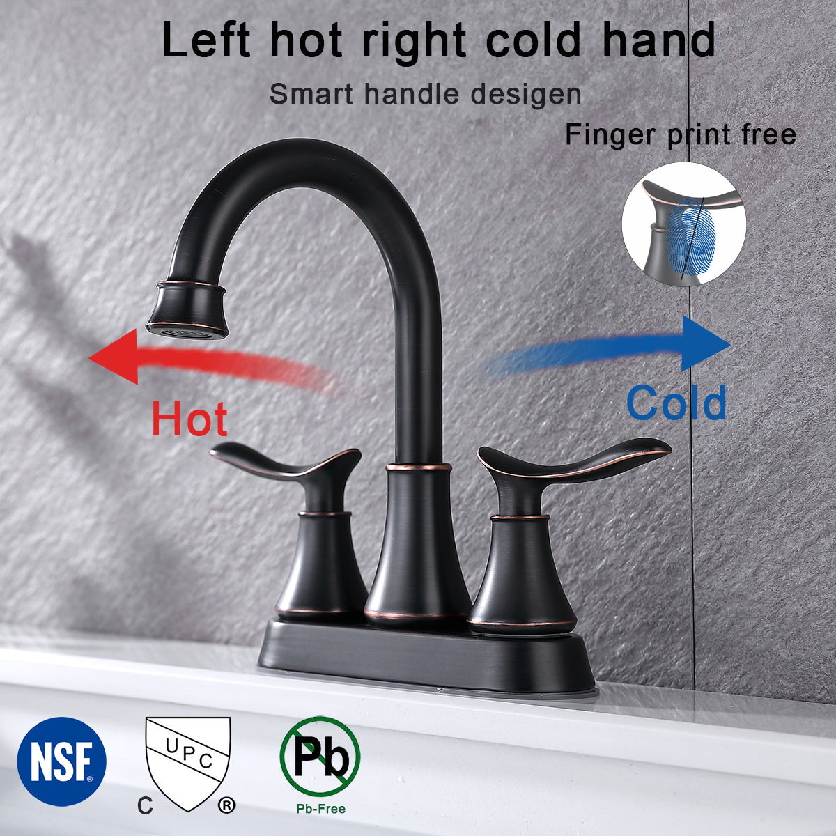 Oil Rubbed Bronze 2-Handle Bathroom Faucet with Pop-up Drain and Supply Hoses