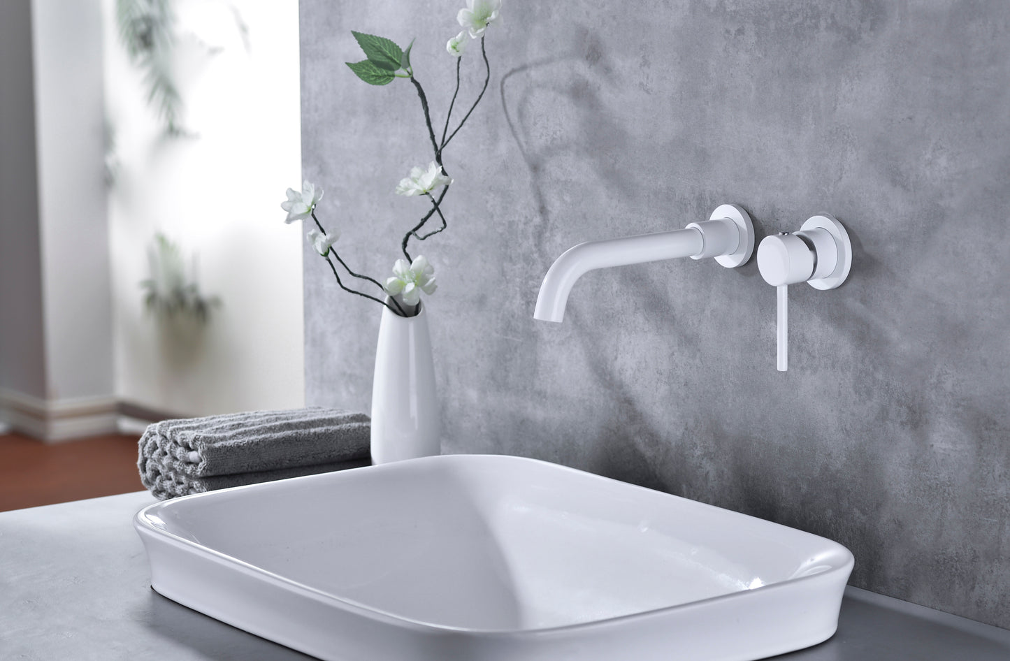 Sleek Wall Mounted Bathroom Faucet with Single Handle Control