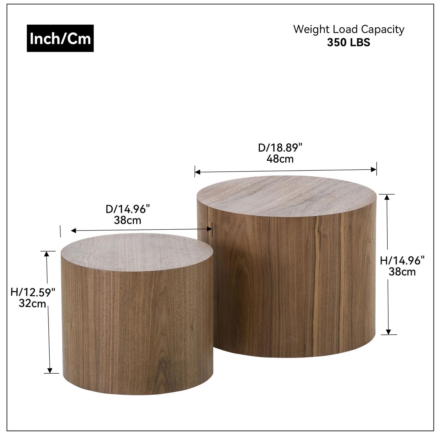 Versatile Walnut Veneer Side Table Set