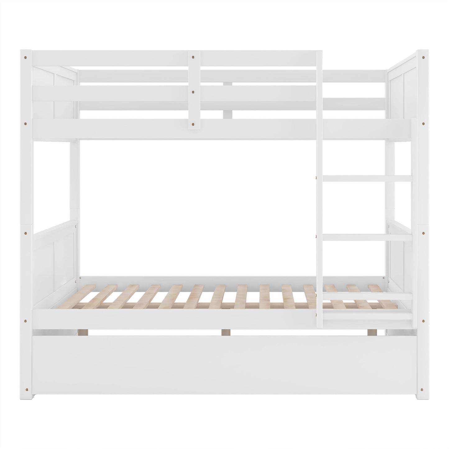 White Full Bunk Bed Set with Twin Trundle for a Family Sleepover Solution