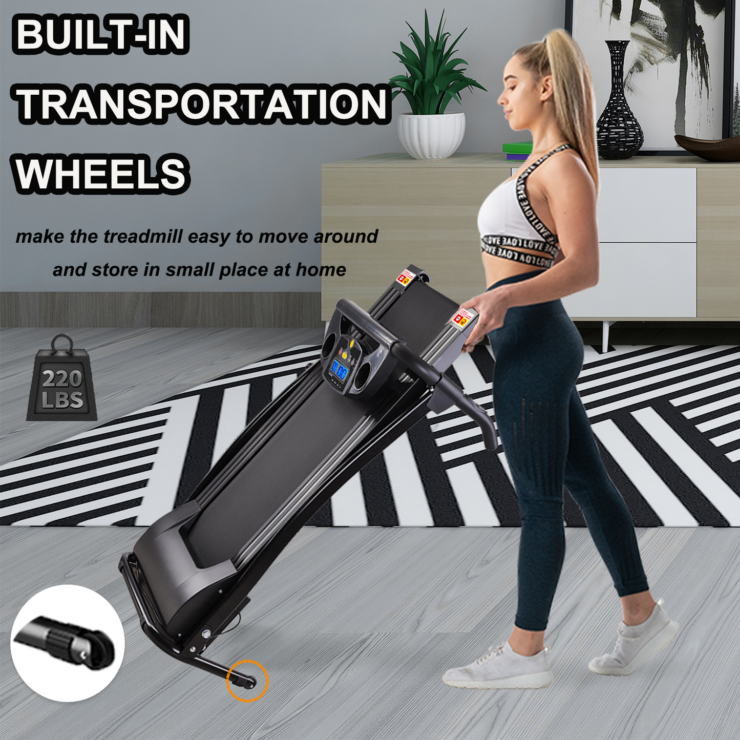 Folding Treadmills for Home, Foldable Electric Treadmill with LCD display, Lightweight Compact Treadmill Fitness Running Walking Jogging Exercise for Home Office Apartment Saver Space