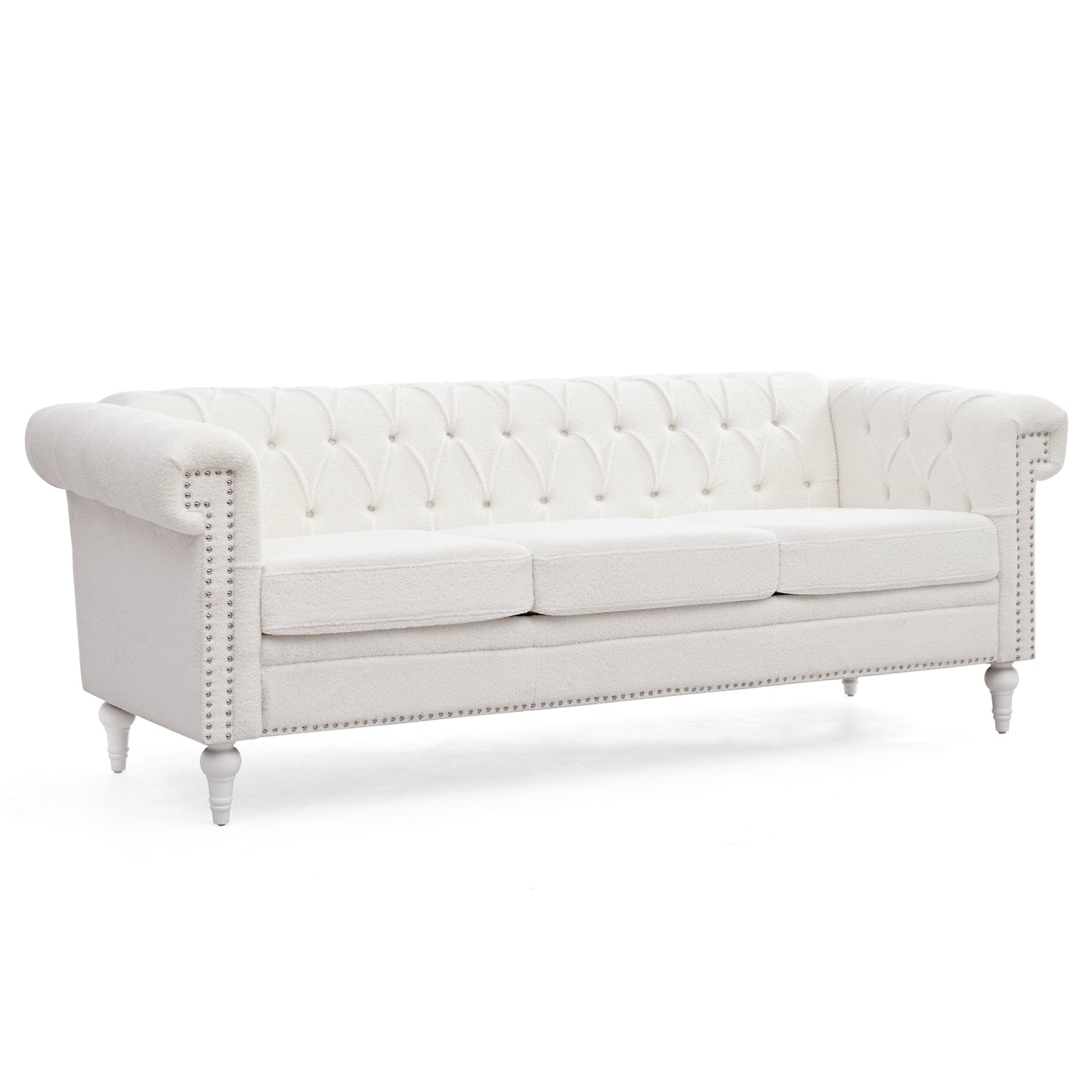 Traditional Bubble Nails Square Arm Sofa with Removable Cushions