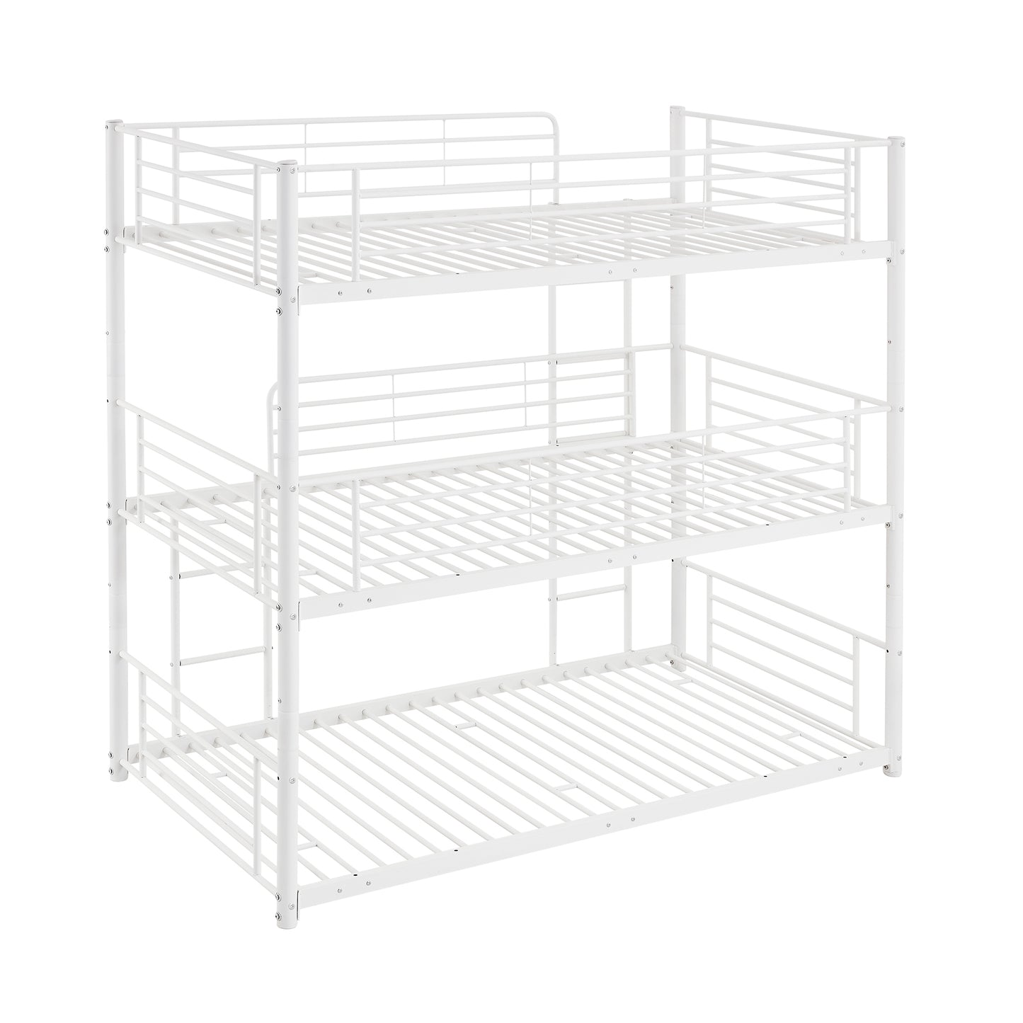 Twin-Twin-Twin Triple Bed with Built-in Ladder, Divided into Three Separate Beds,White(OLD SKU:LP000197AAK)