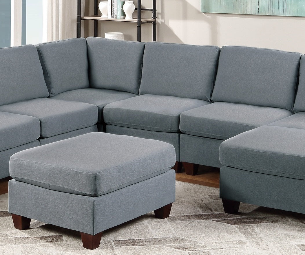 Versatile 9-Piece Grey Linen Sectional Sofa Set with Ottomans