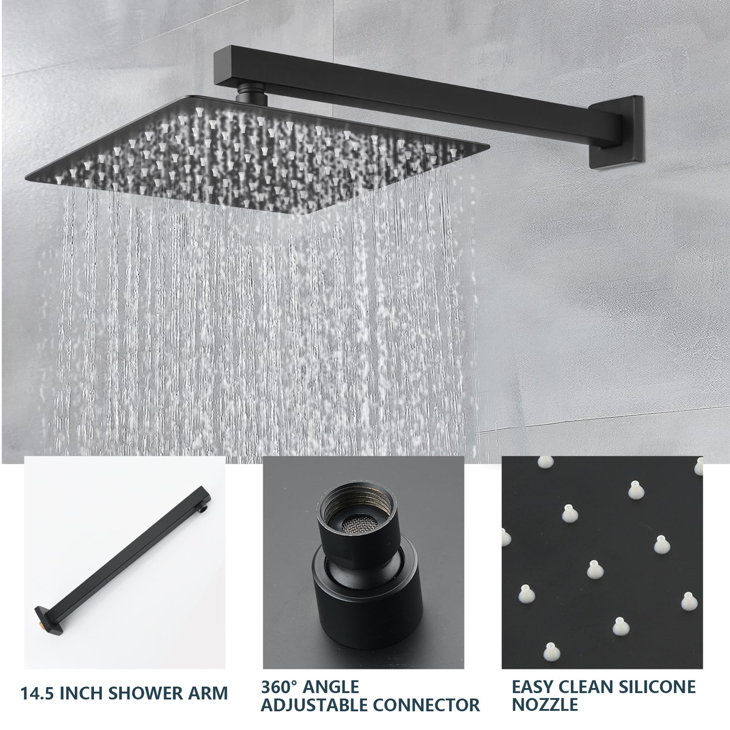 Wall Mounted Bathroom Rain Hot and Cold Complete