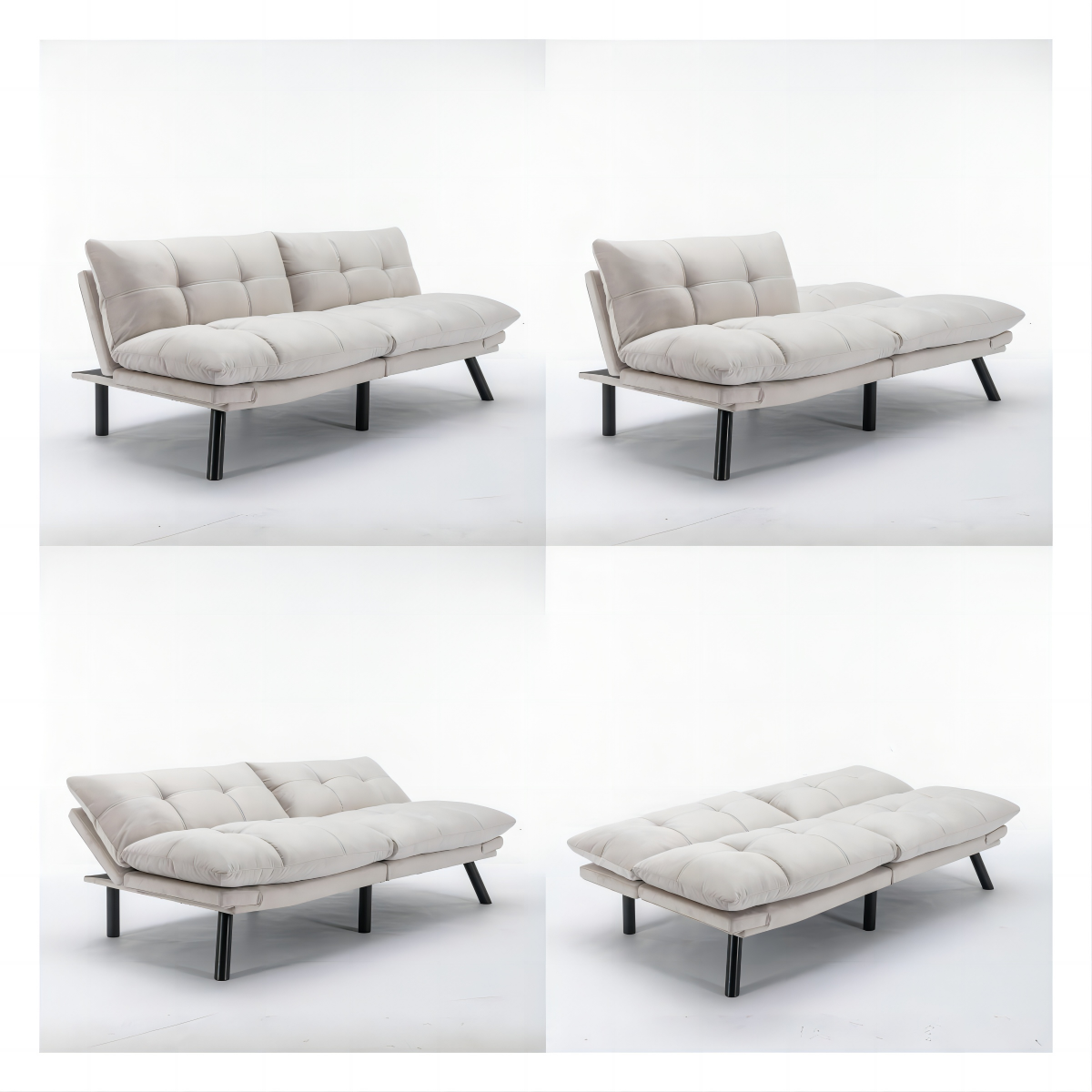 Cream Convertible Folding Modern sofa Bed