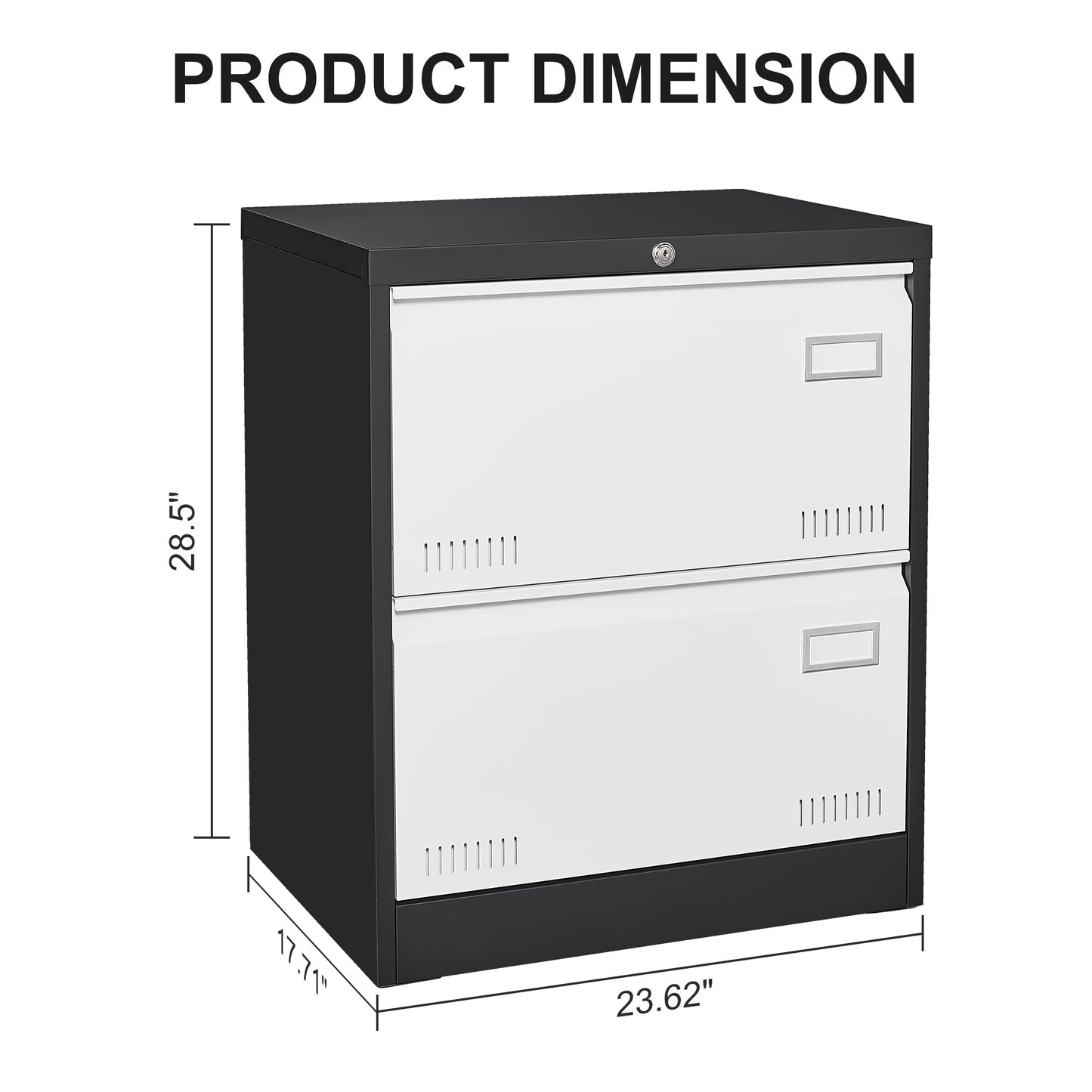 Locking Metal Lateral File Cabinet with 2 Drawers for Home Office