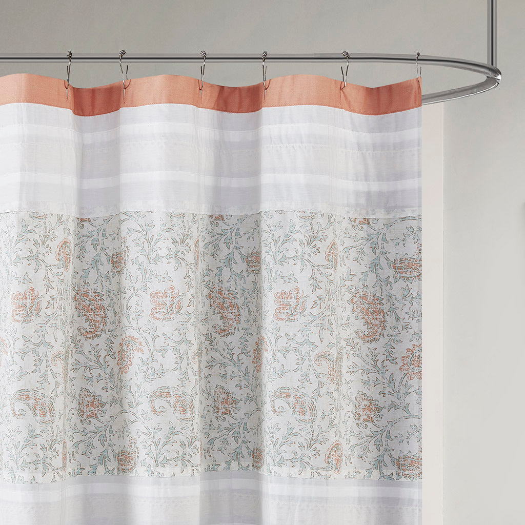 Elegant Paisley Lace Cotton Shower Curtain