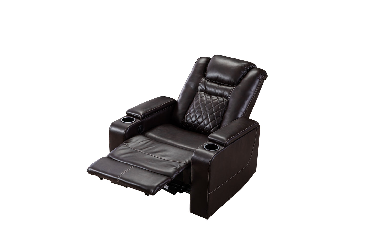 Luxurious PU Recliner with Built-In Cup Holders, Storage, and USB Port