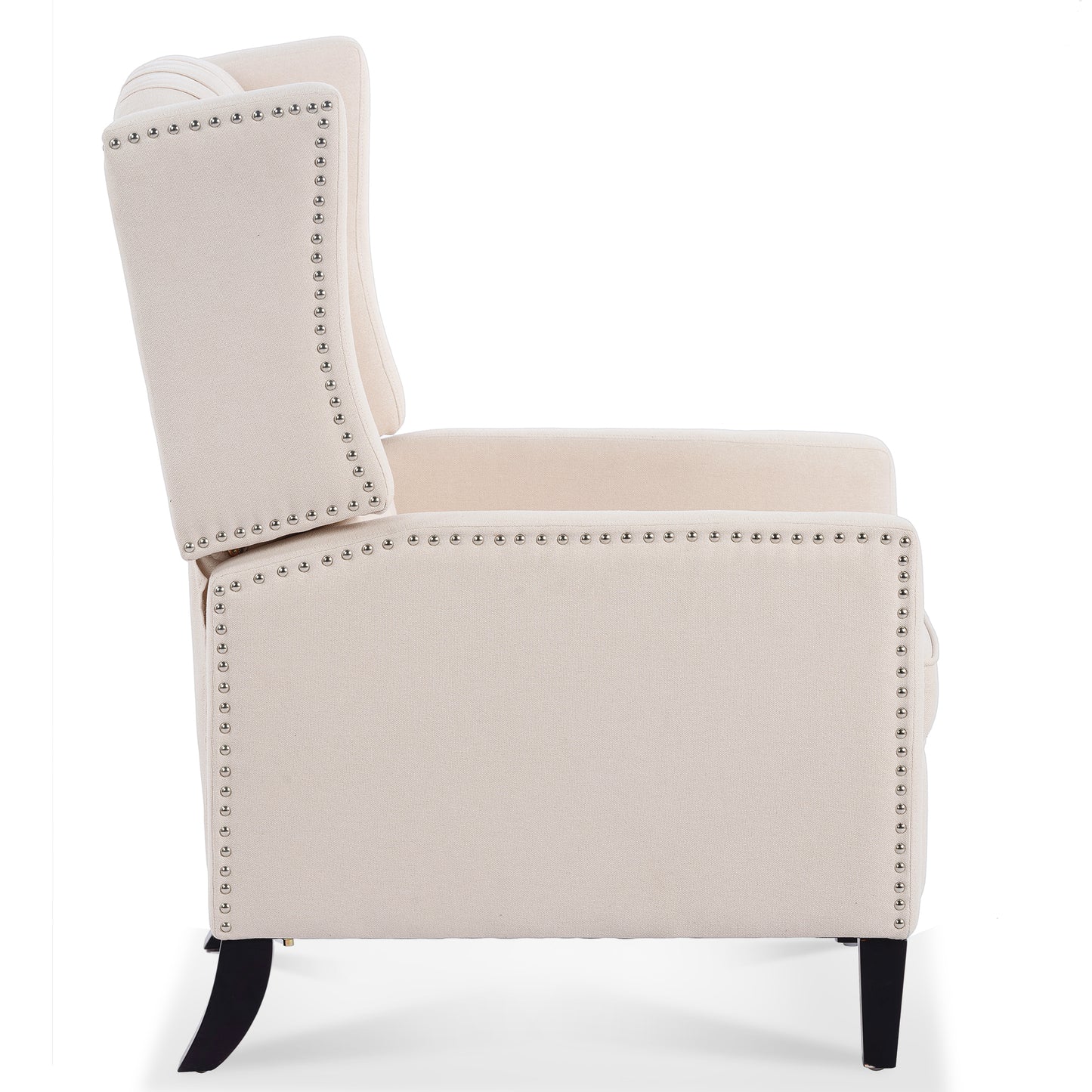 Beige Fabric Wing Chair Recliner with High Backrest - 27.16 Wide