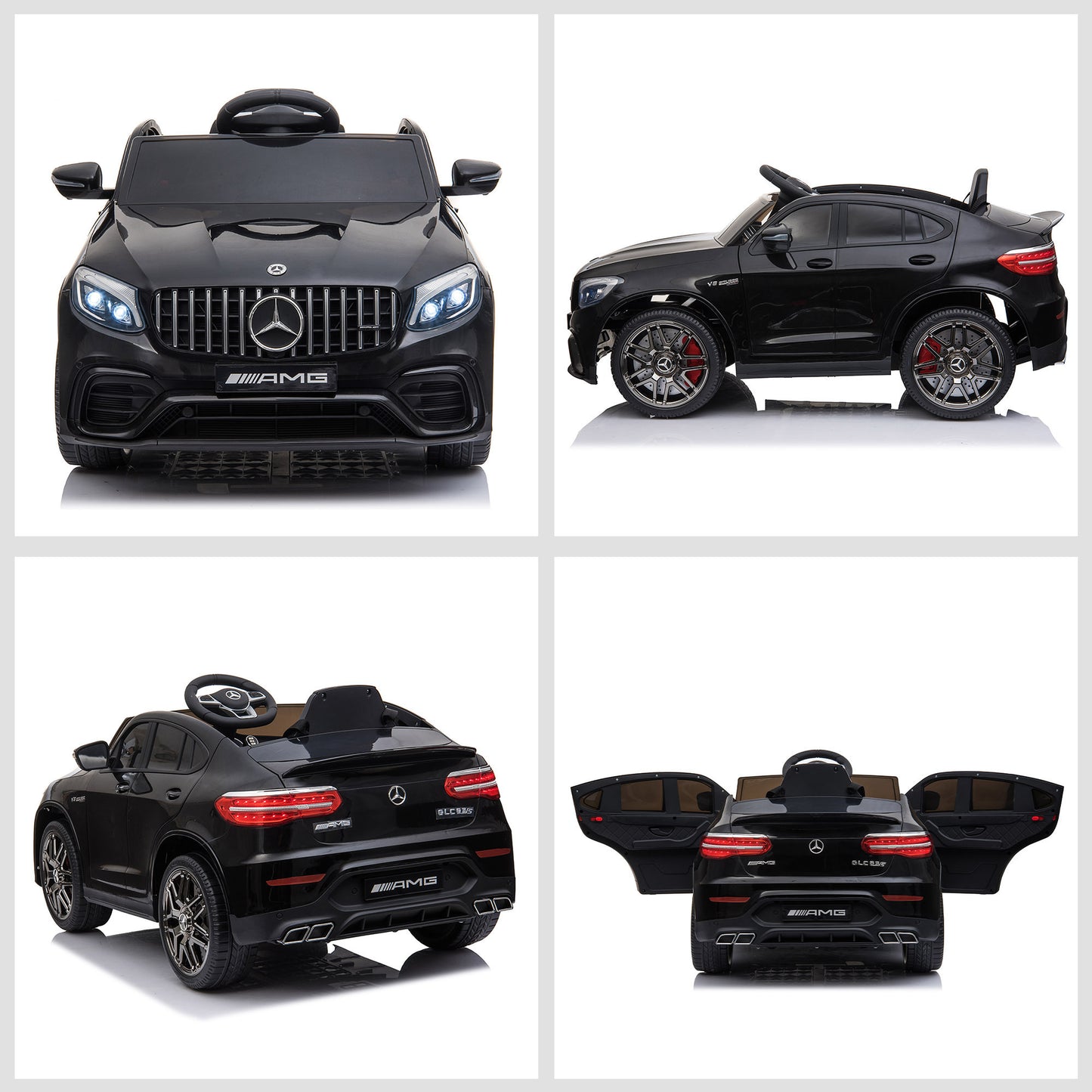 Aosom 12V Toddler Ride On Car with Remote Control, Mercedes Benz AMG GLC63S Coupe, Electric Car with 2 Speed, MP3 Player, Light, Horn, Songs, Suspension, Black