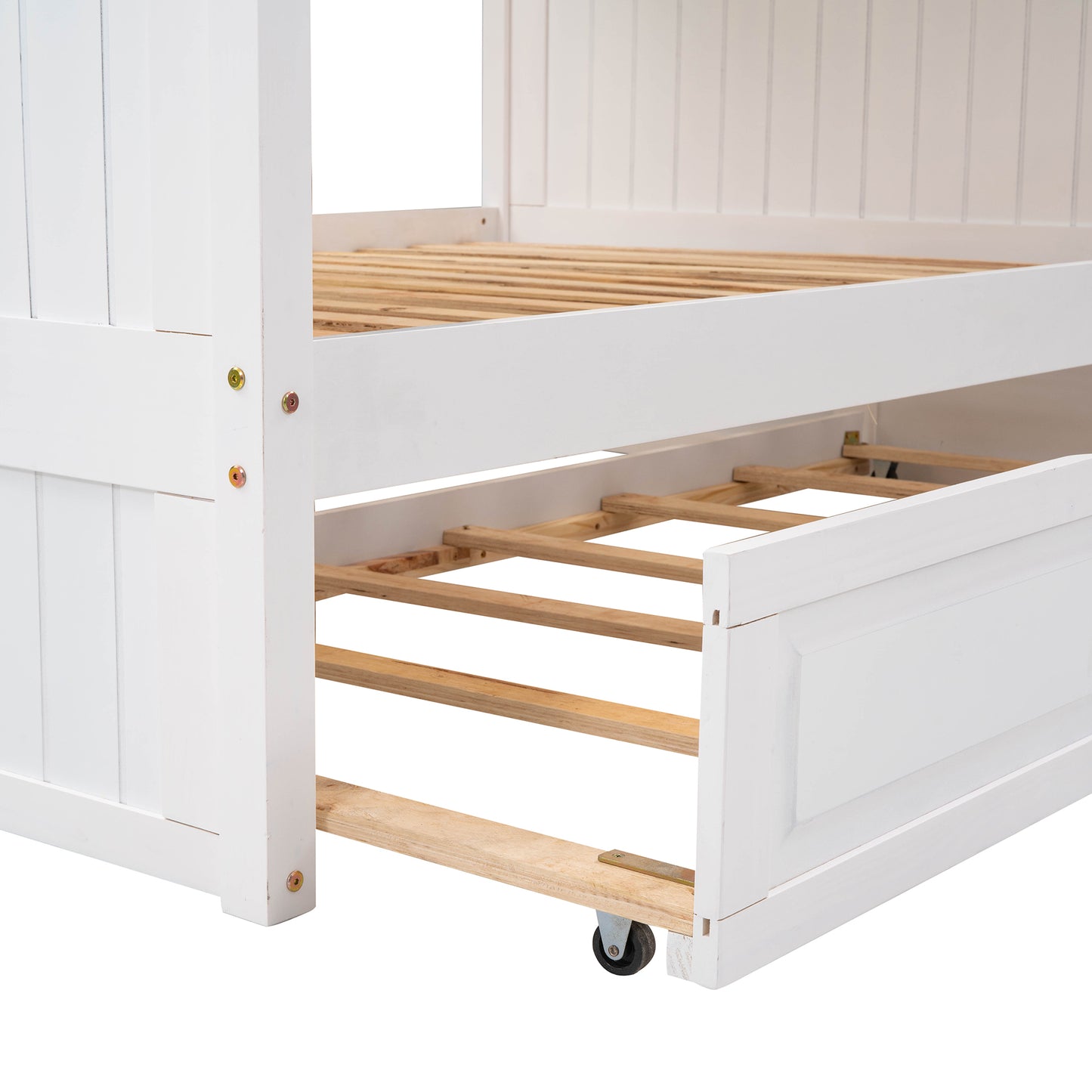 White Full Bunk Bed with Twin Trundle for Maximum Space Saving