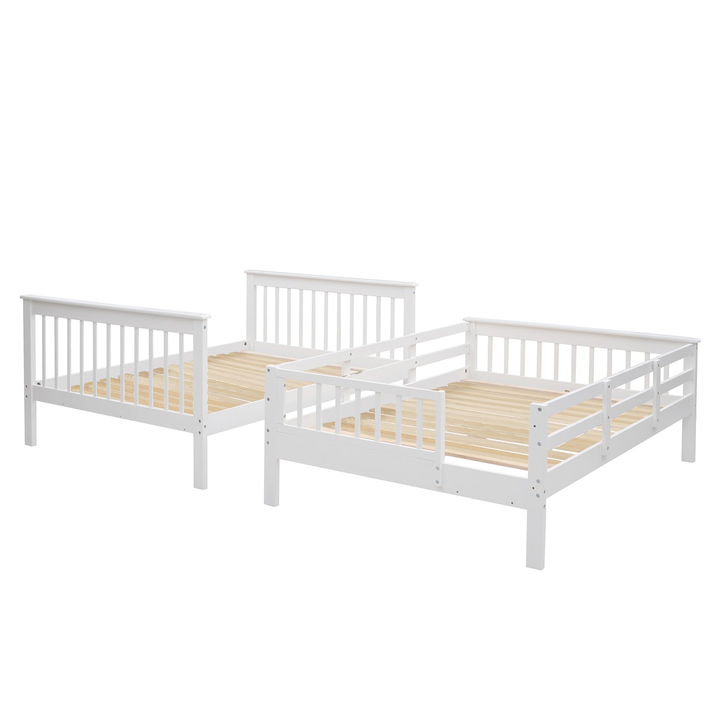 Stairway Full-Over-Full Bunk Bed with Storage, Guard Rail, and White Finish for Bedroom or Dorm with Ultimate Storage and Safety Features