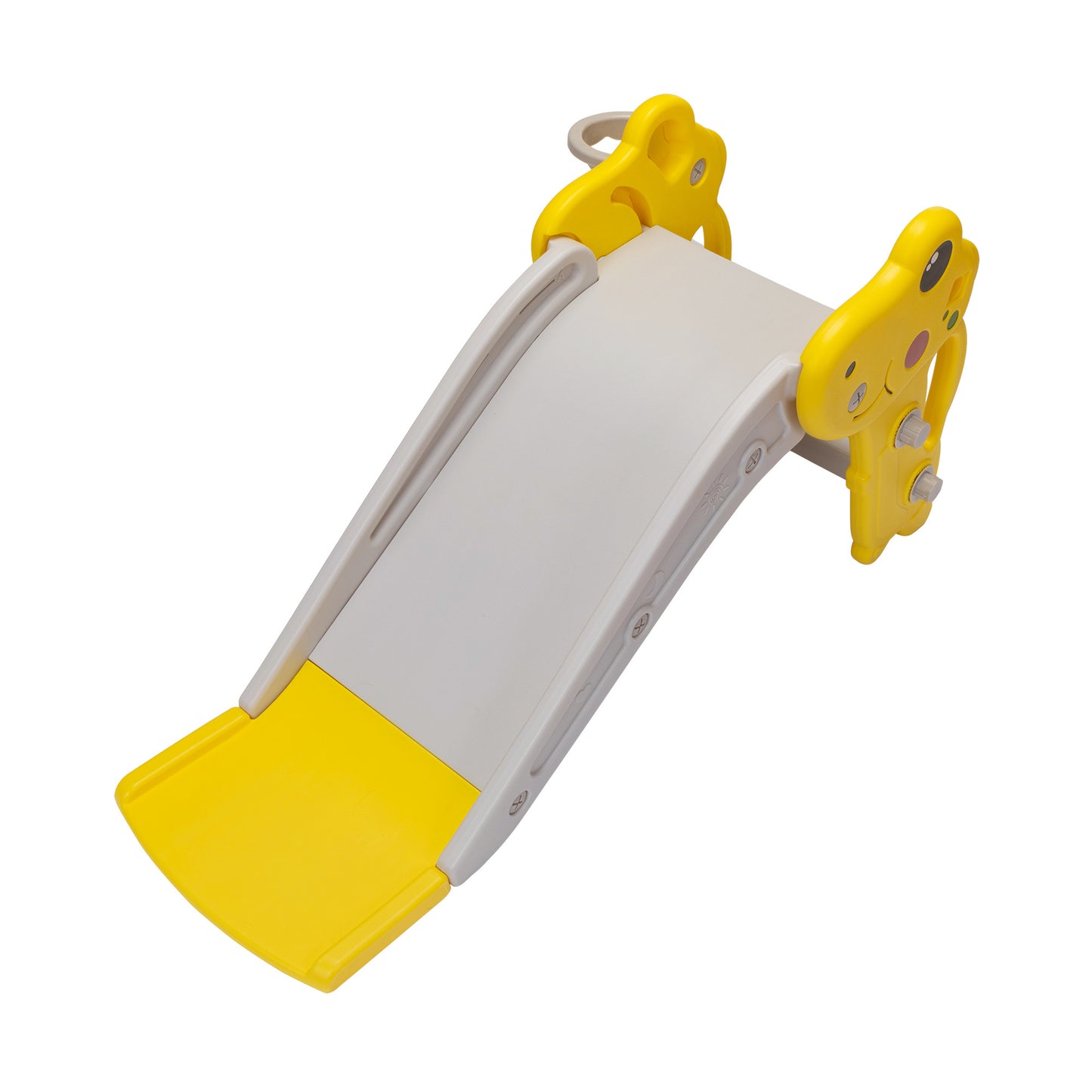 Yellow and Gray Kids Slide with Basketball Hoop for Indoor and Outdoor Play