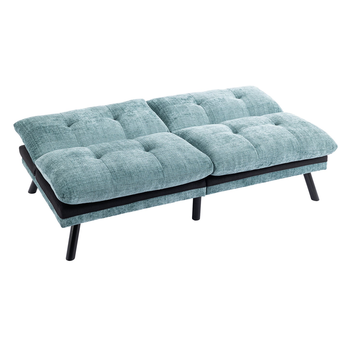 Convertible Sofa Bed  Loveseat Futon Bed Breathable Adjustable Lounge Couch with Metal Legs,Futon Sets for Compact Living Space  Chenille- Mint Green