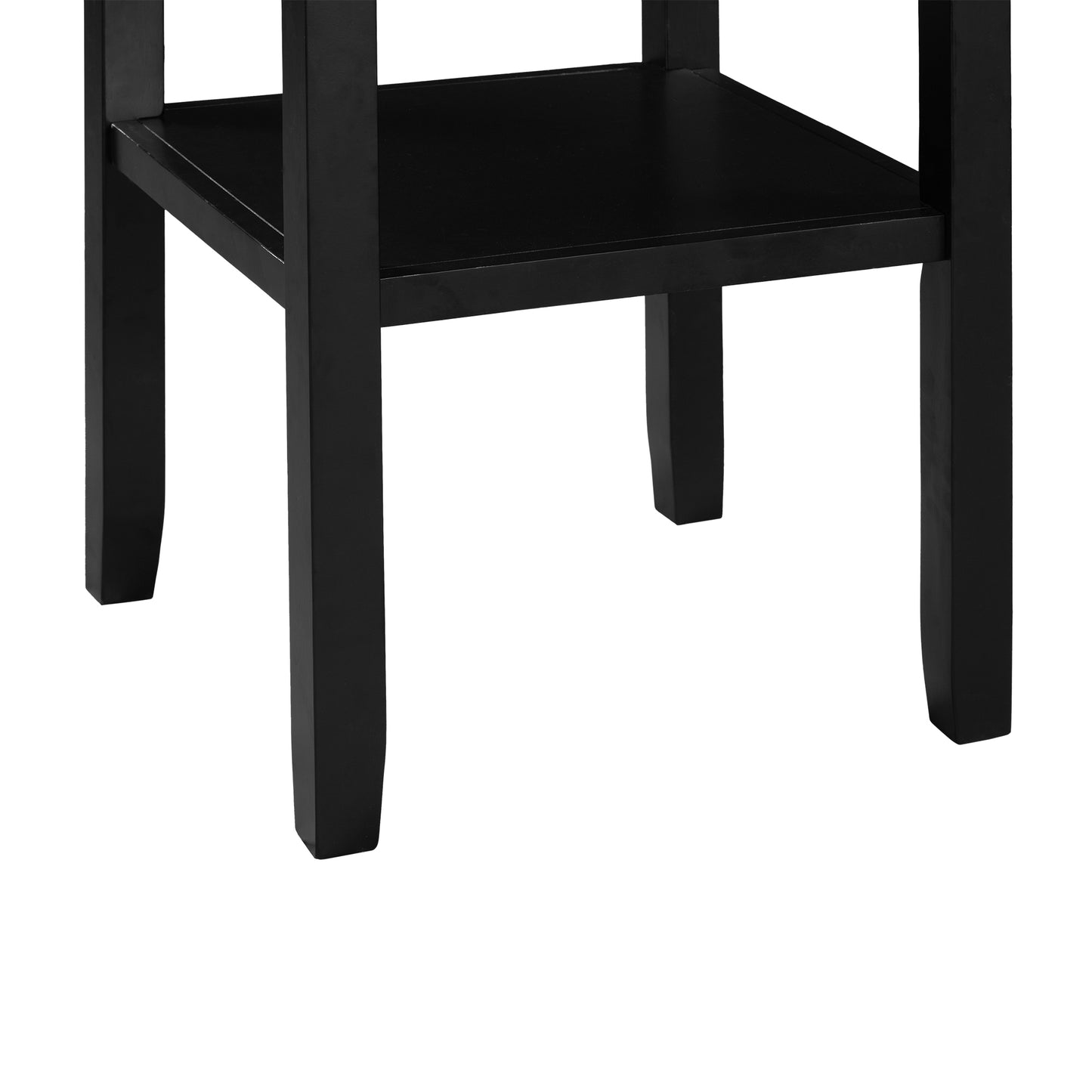 5 Piece Dining Set with Matching Chairs and Bottom Shelf for Dining Room, Black Chair+Black Table