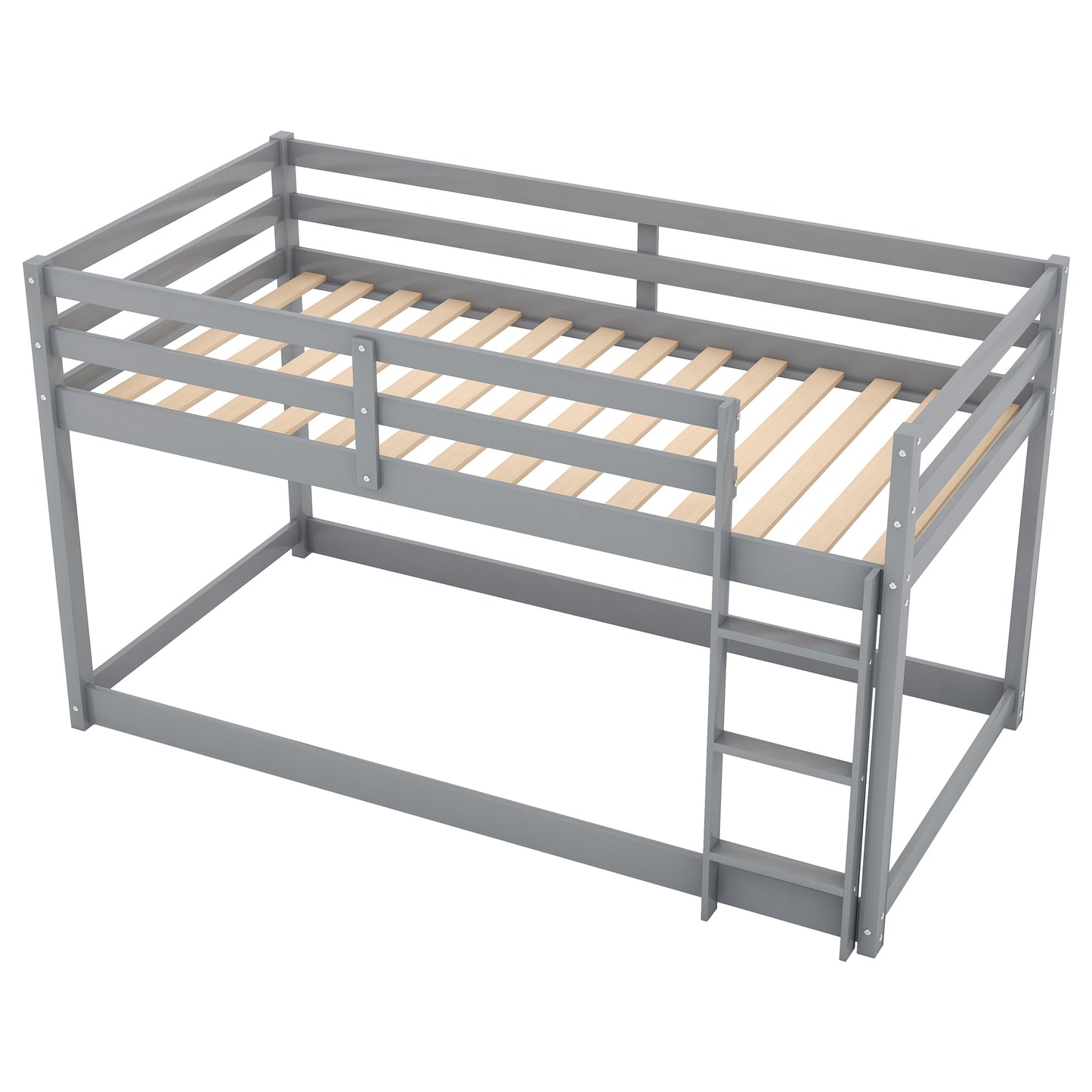 Gray Twin Bunk Bed with Low Floor Design