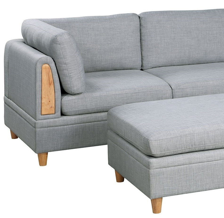 Contemporary 5pc Modular Sofa Set in Light Grey Dorris Fabric