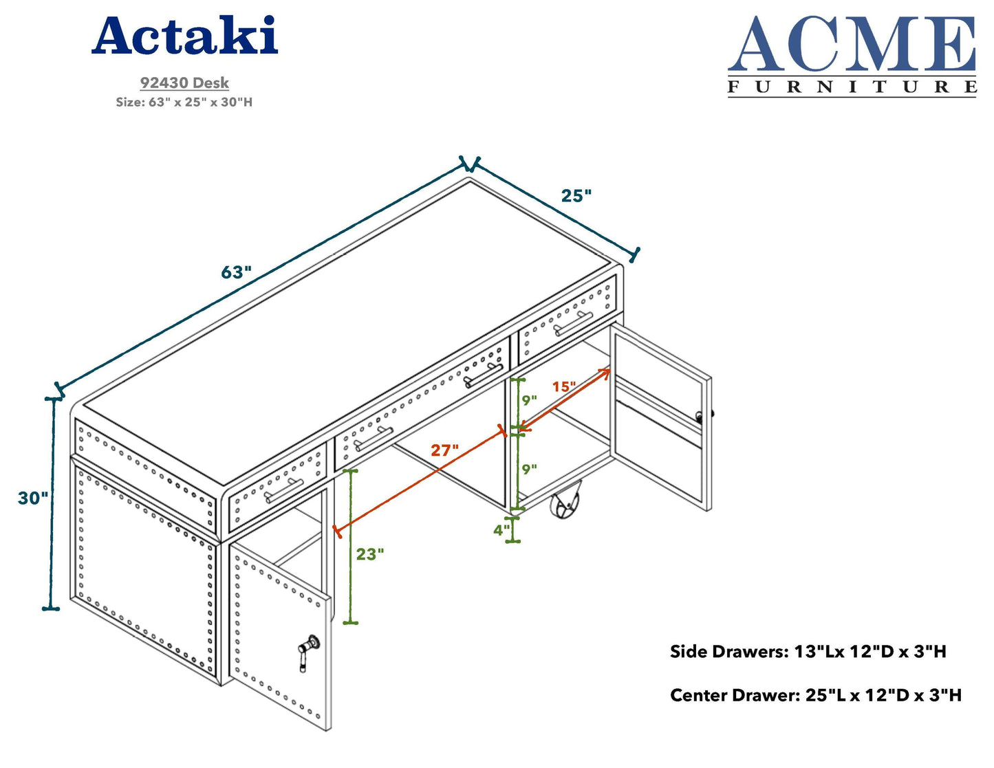 Actaki Sandy Gray Executive Desk