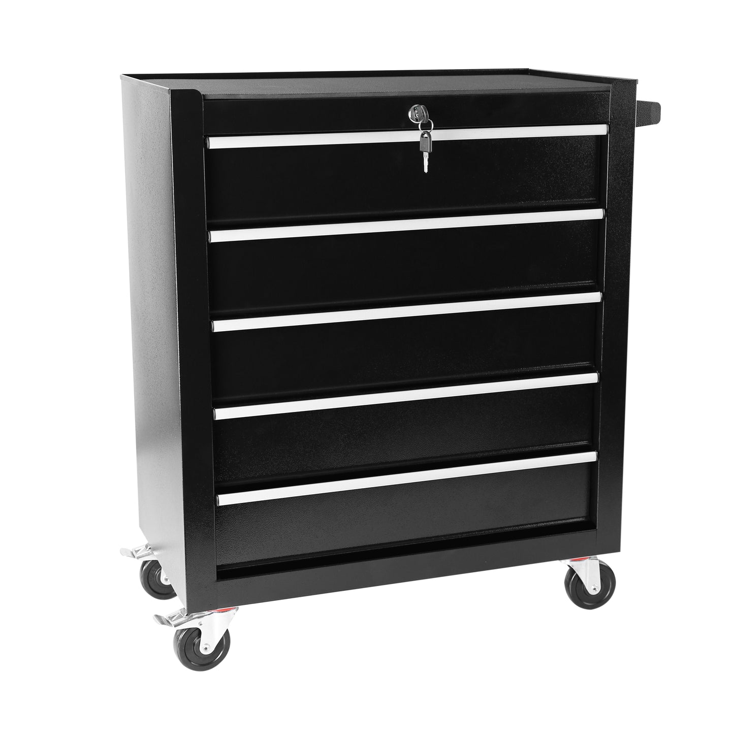 5 Drawers Rolling Tool Chest Cabinet with Wheels, Tool Storage Cabinet and Tool Box Organizer for Garage Warehouse Workshop, Black