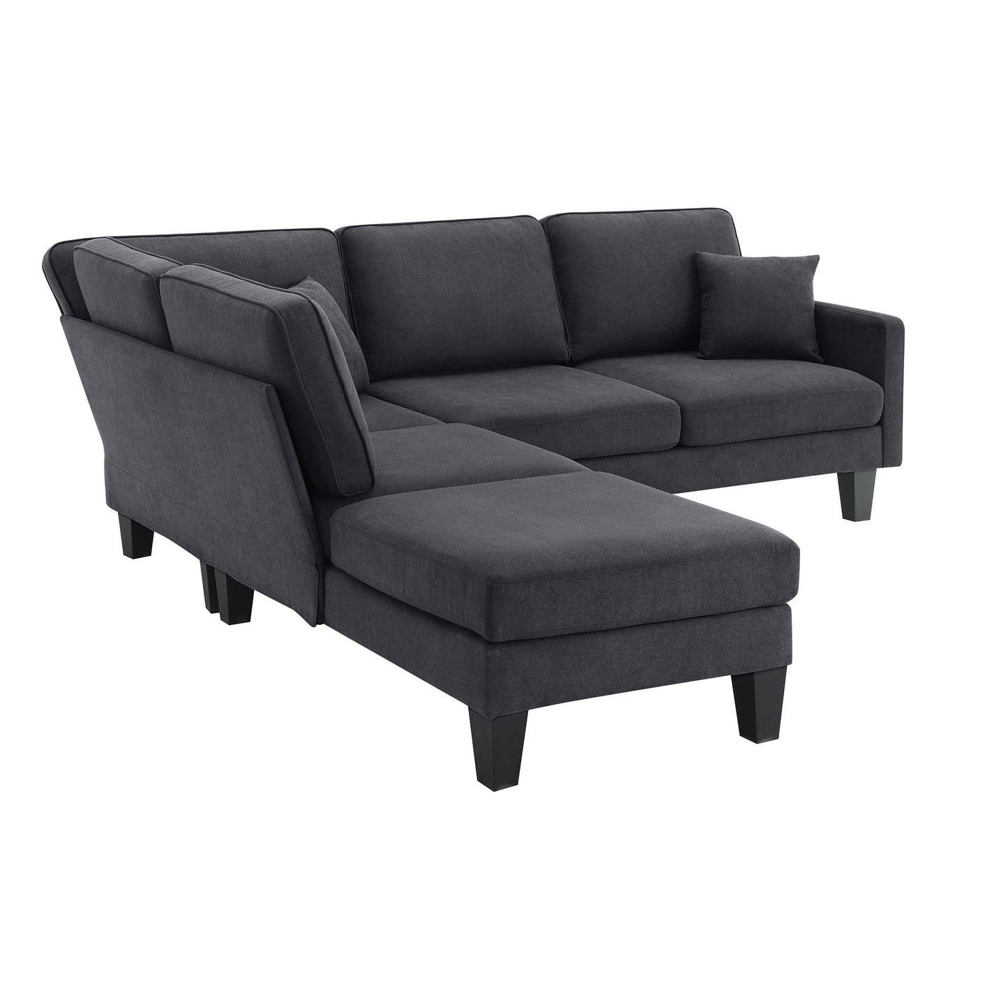 Terrycloth L-Shaped Sectional Sofa with Chaise Lounge and 3 Pillows