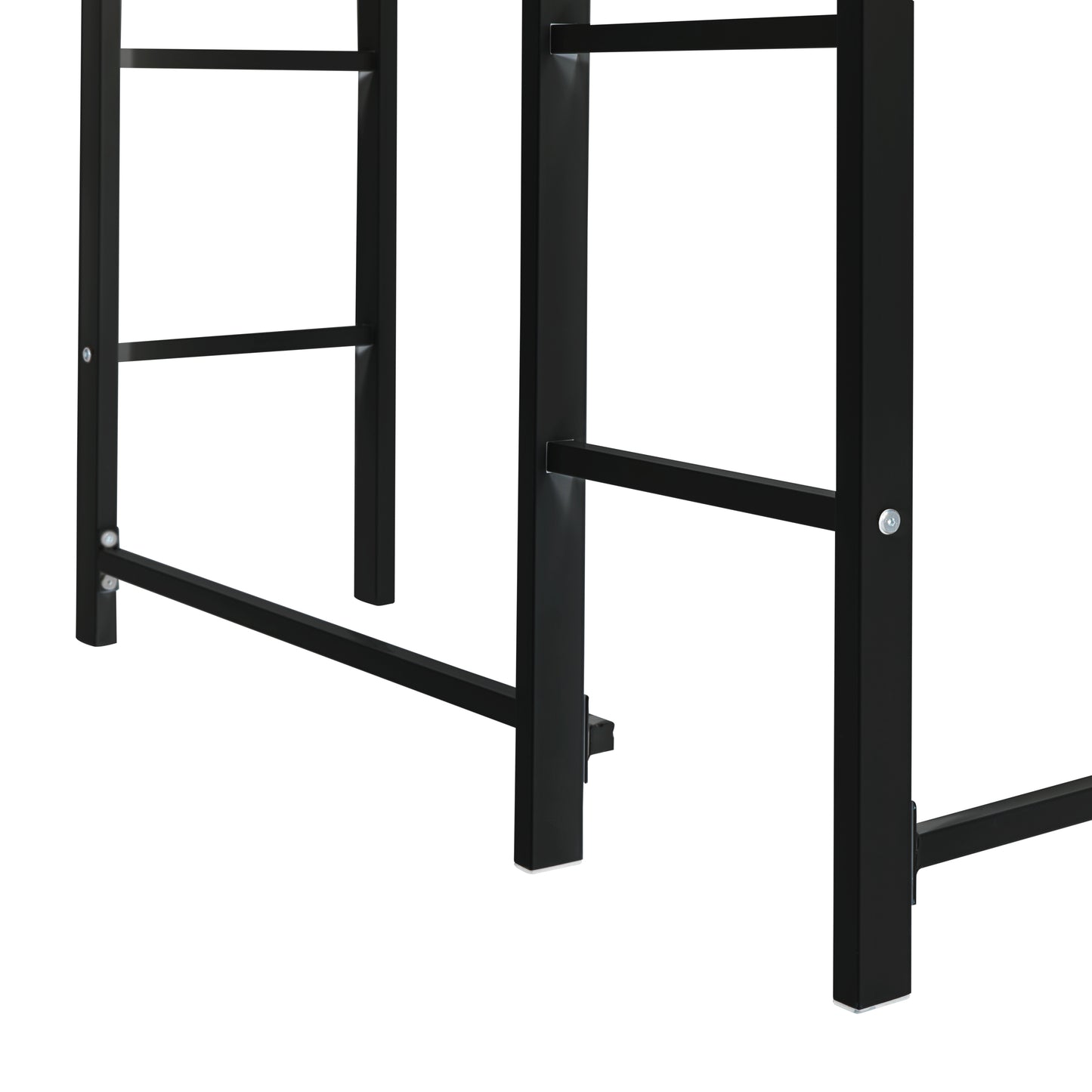 Twin Metal Loft Bed with 2 Shelves and one Desk ,BLACK(: MF281206AAB)