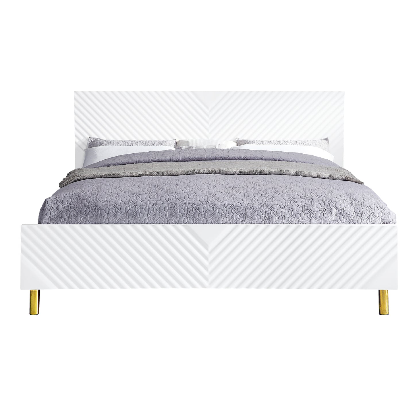 Gaines Queen Bed, White High Gloss Finish BD01034Q