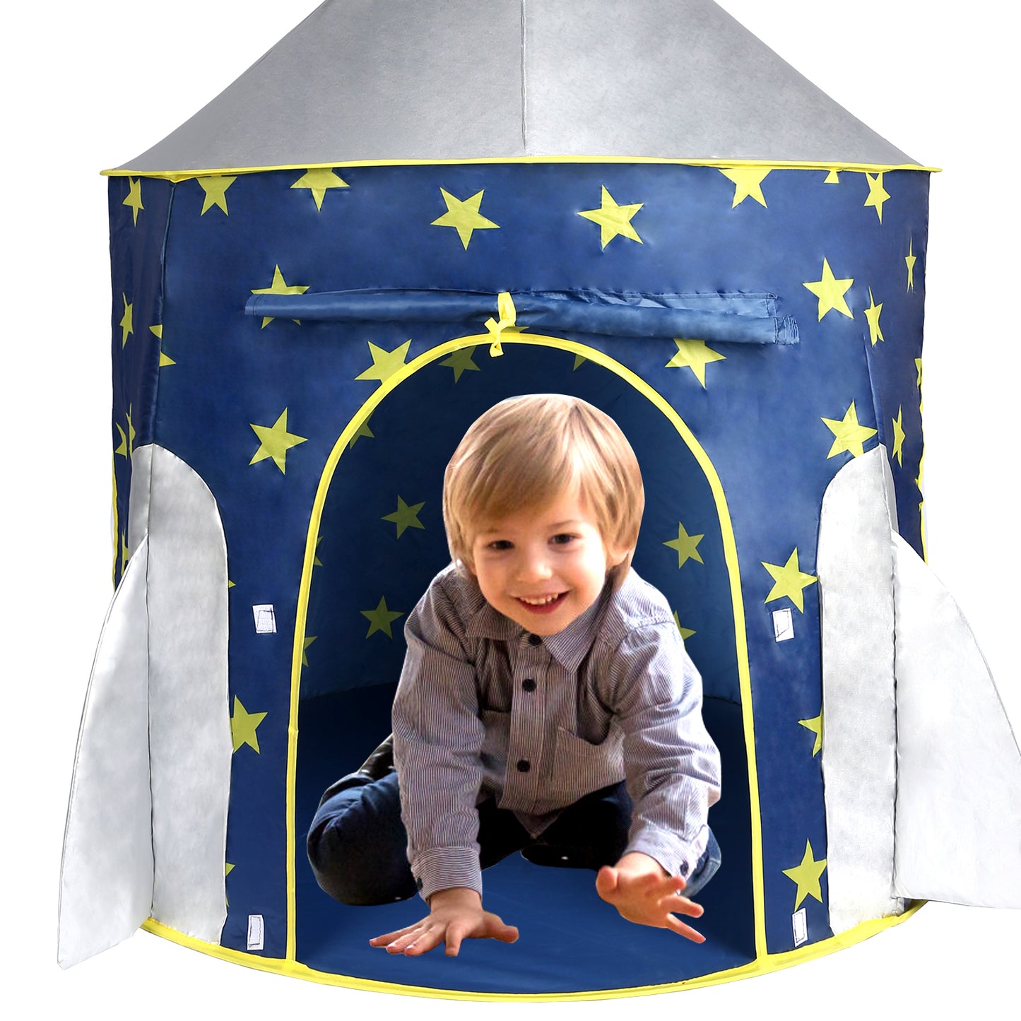 Space Adventure Kids Play Tent - Portable Rocket Ship Playhouse