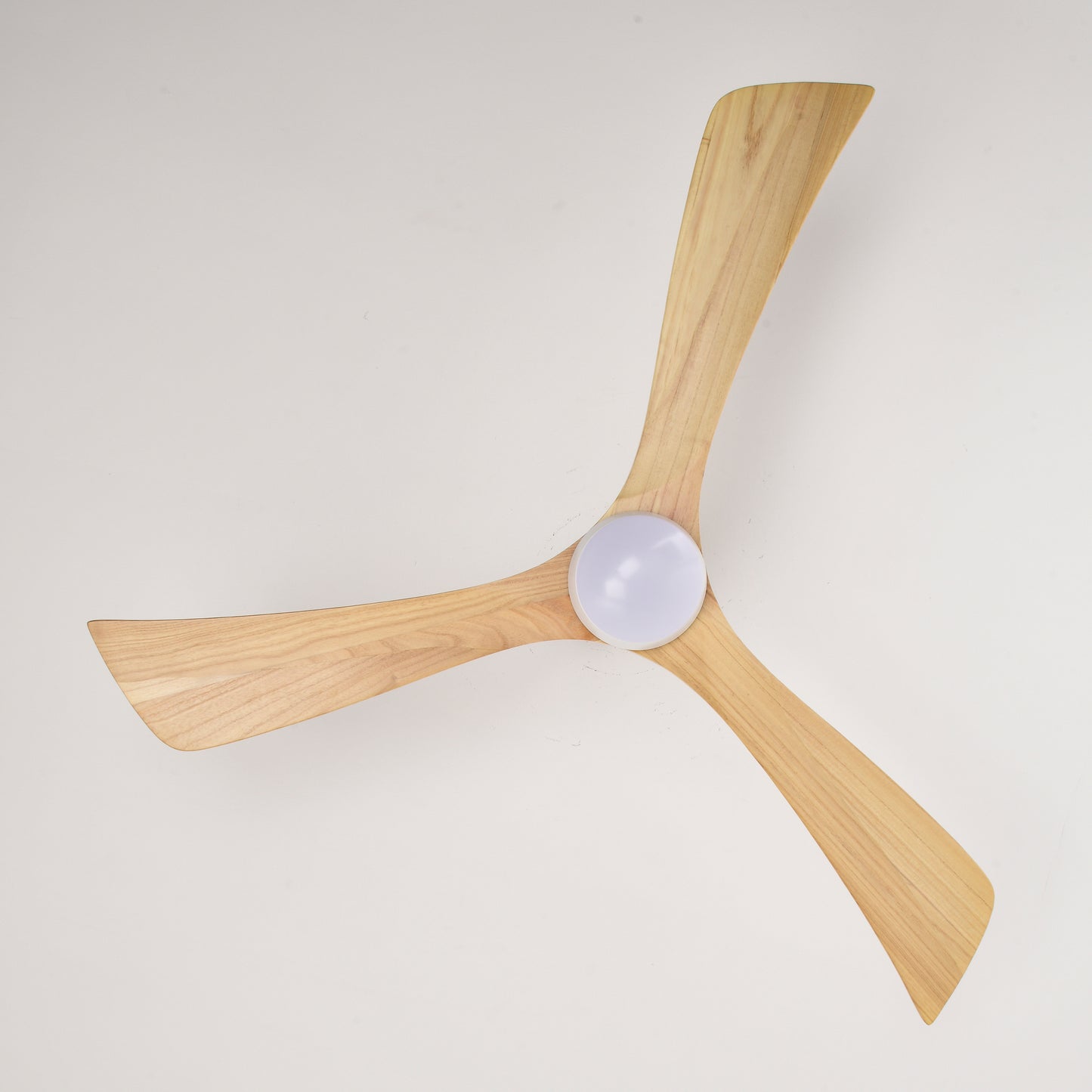 52-Inch Industrial Style Ceiling Fan with Lights and Remote Control - White Wood Finish