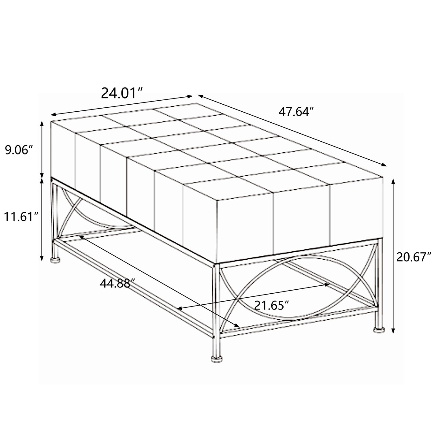 Retro Square Coffee Table with Small Grid Splicing Design