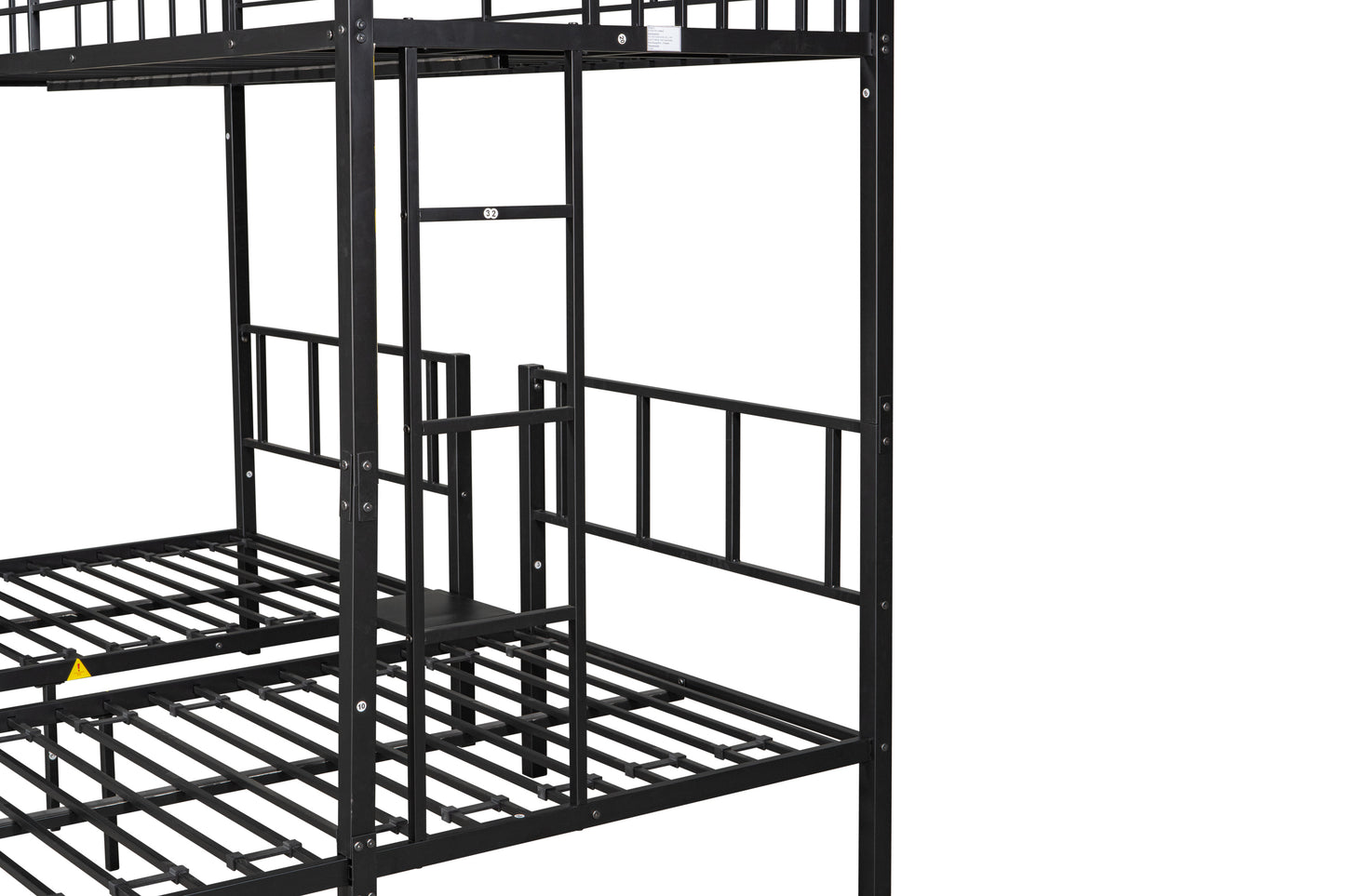 Convertible Metal Triple Bunk Bed - Space-Saving Solution with Noise Reduction