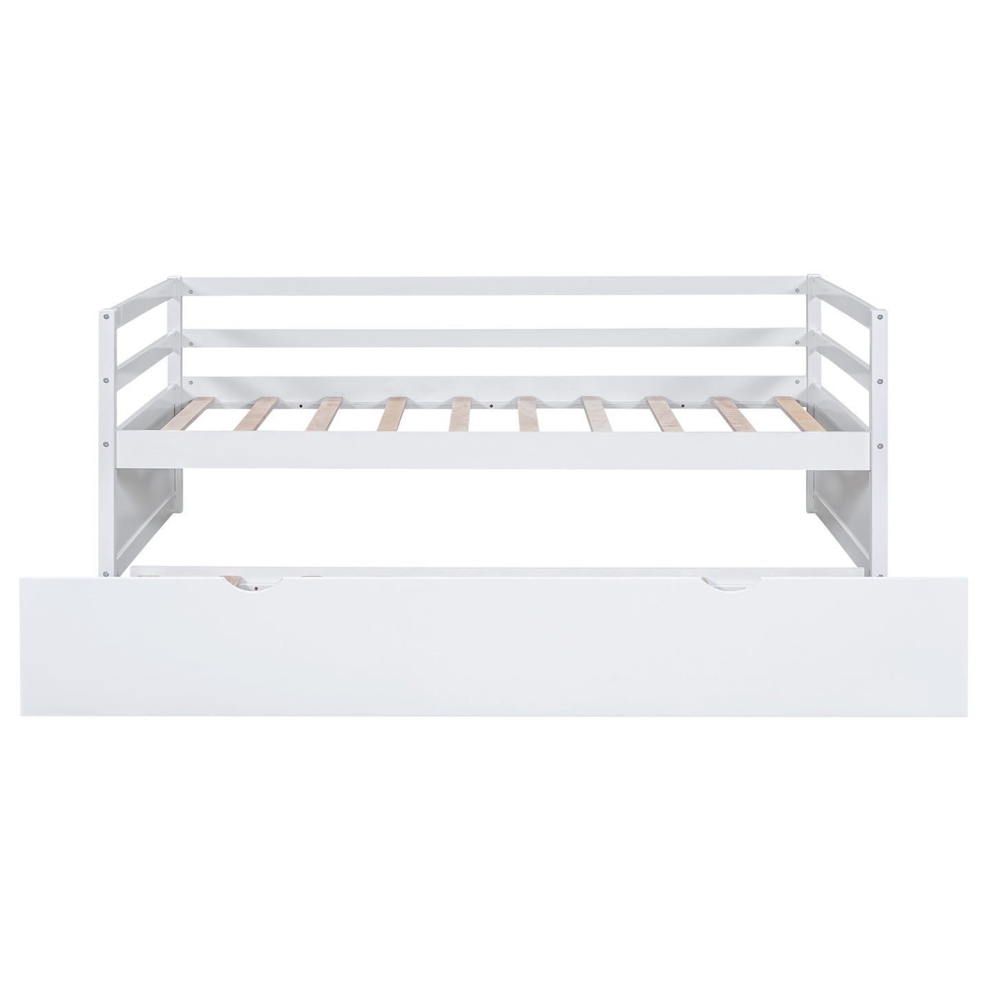 Twin Size Wood Daybed with Twin Size Trundle, White(Expected Arrival Time: 1.7)