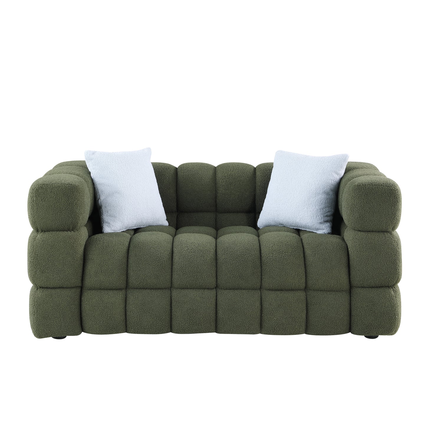 Olive Green Boucle 2-Seater Sofa