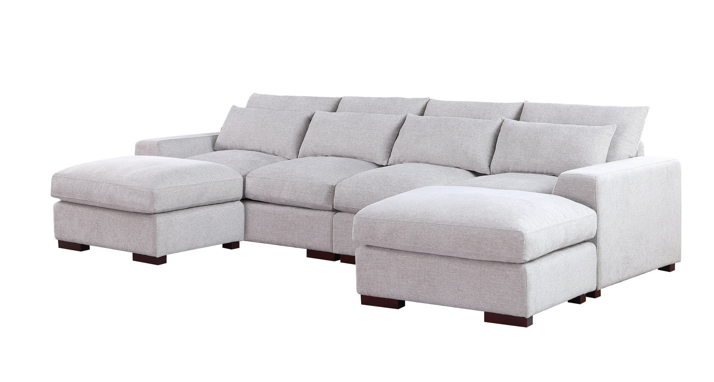 Tatman Linen Blend Sectional with 2 Ottomans