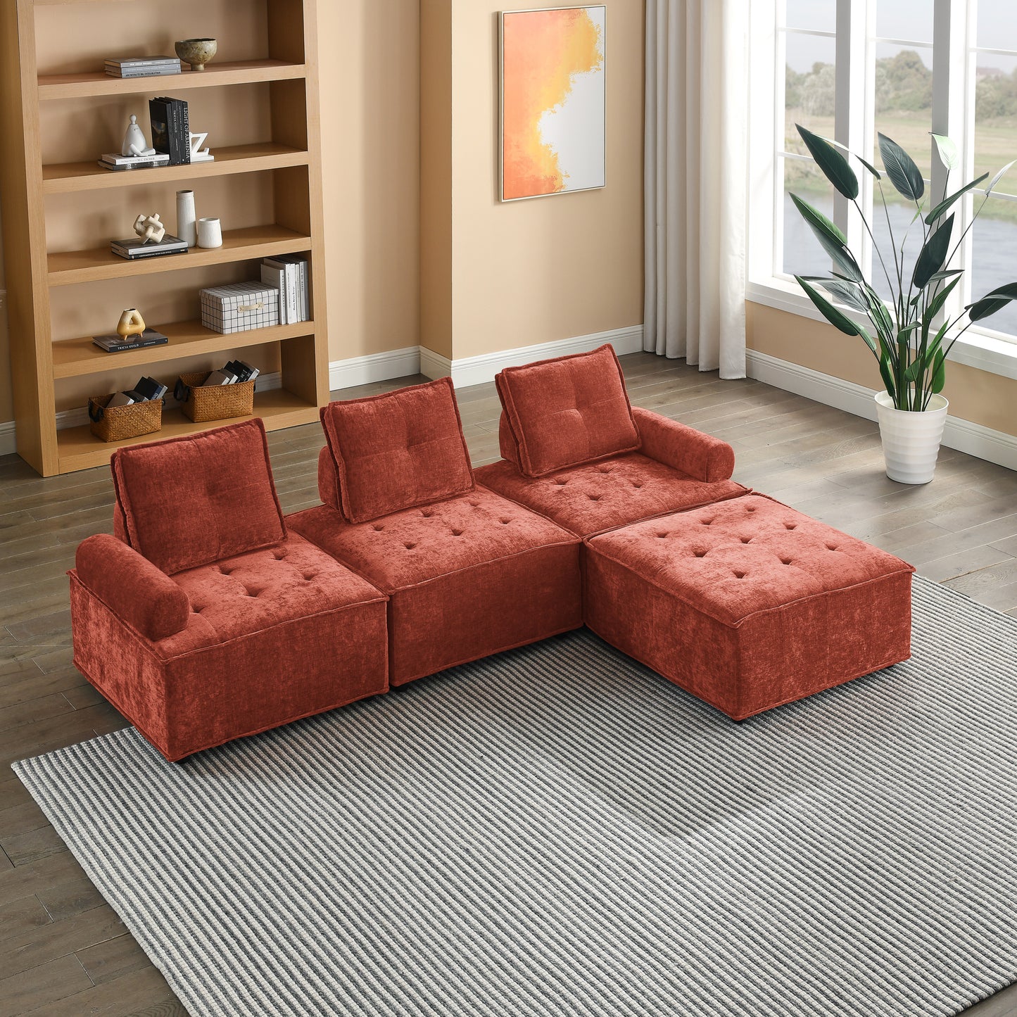 L-Shape Modular Sectional Sofa, DIY Combination, Chenille