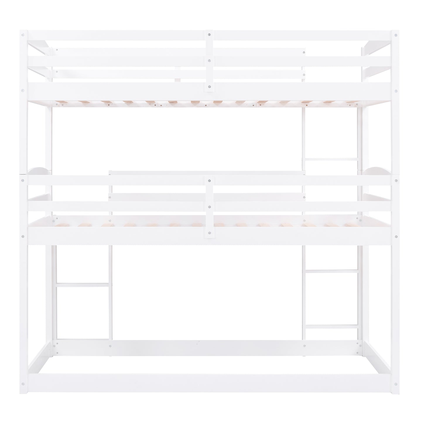 White Triple Bunk Bed with Three Twin Beds