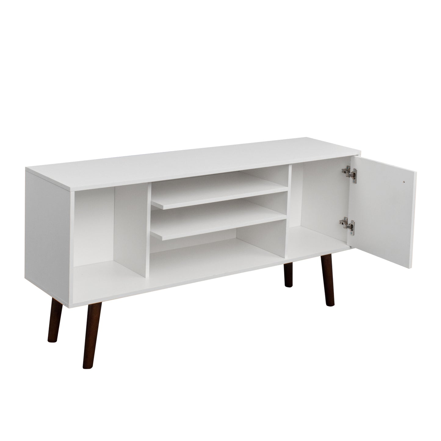 Modern White TV Stand with Ample Storage and Sturdy Frame