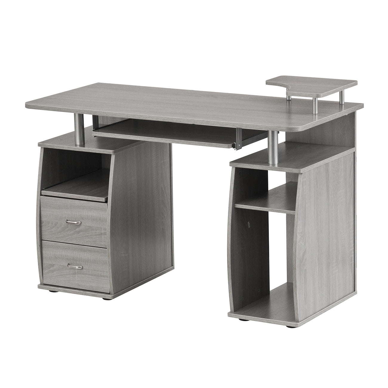 Grey Computer Workstation Desk With Storage Solution