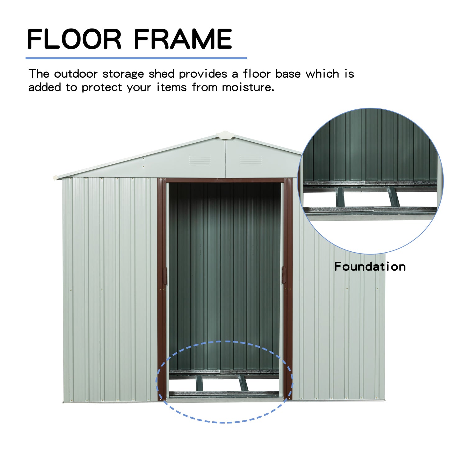 8ft x 4ft Outdoor Metal Storage Shed White YX48