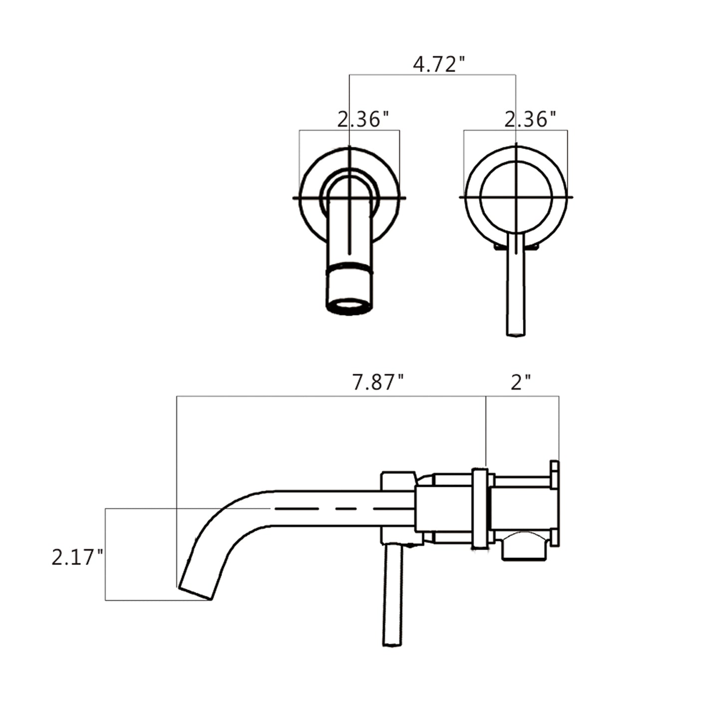 Wall Mounted Bathroom Faucet with White Single Lever Handle