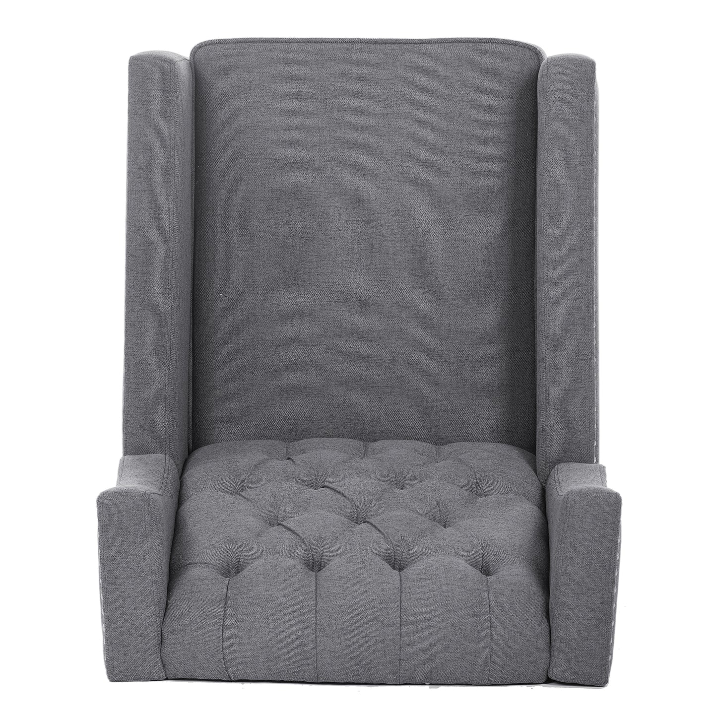 27.16 Inch Grey Fabric Wing Chair Recliner with Adjustable Backrest