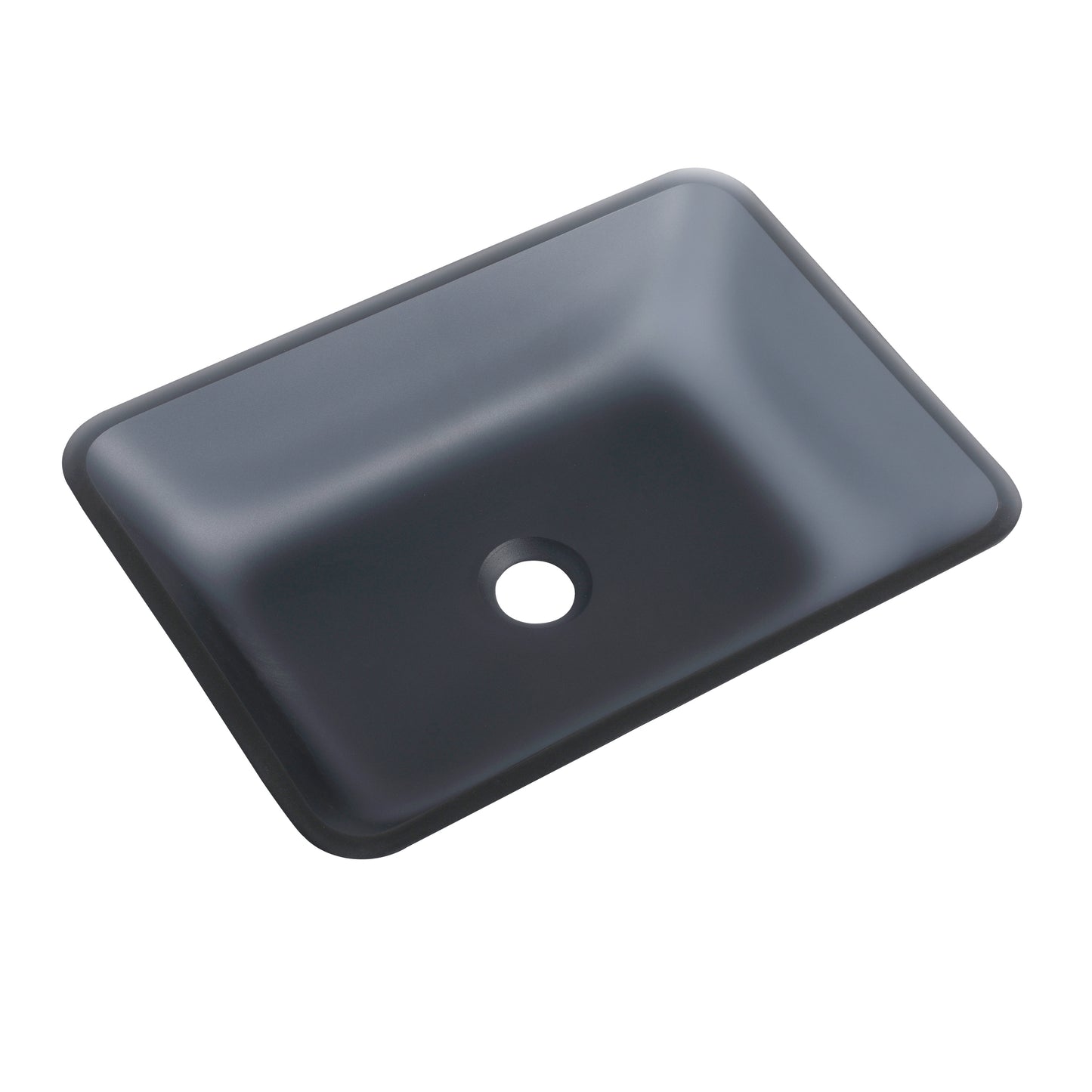 Tempered Glass Matte Bathroom Vessel Sink, Rectangle Bathroom Basin (Tempered Glass Matt Gray)